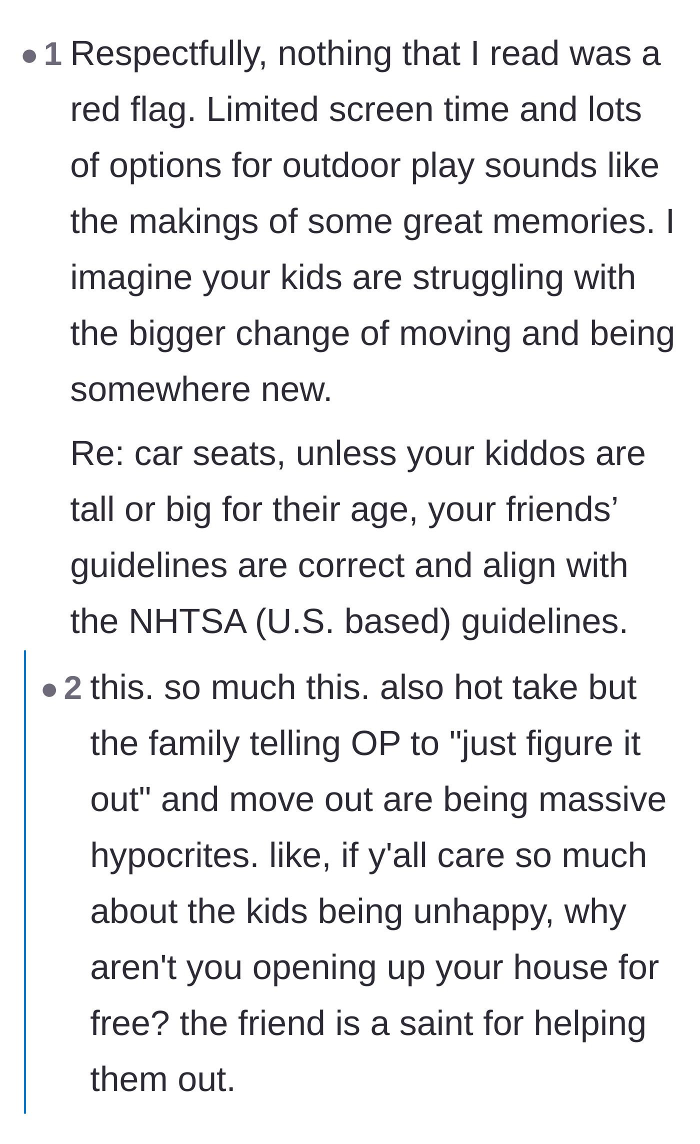 Comment thread 4 - Commenters praise the friend's generous setup while calling out the main character's extended family for their hypocritical advice.