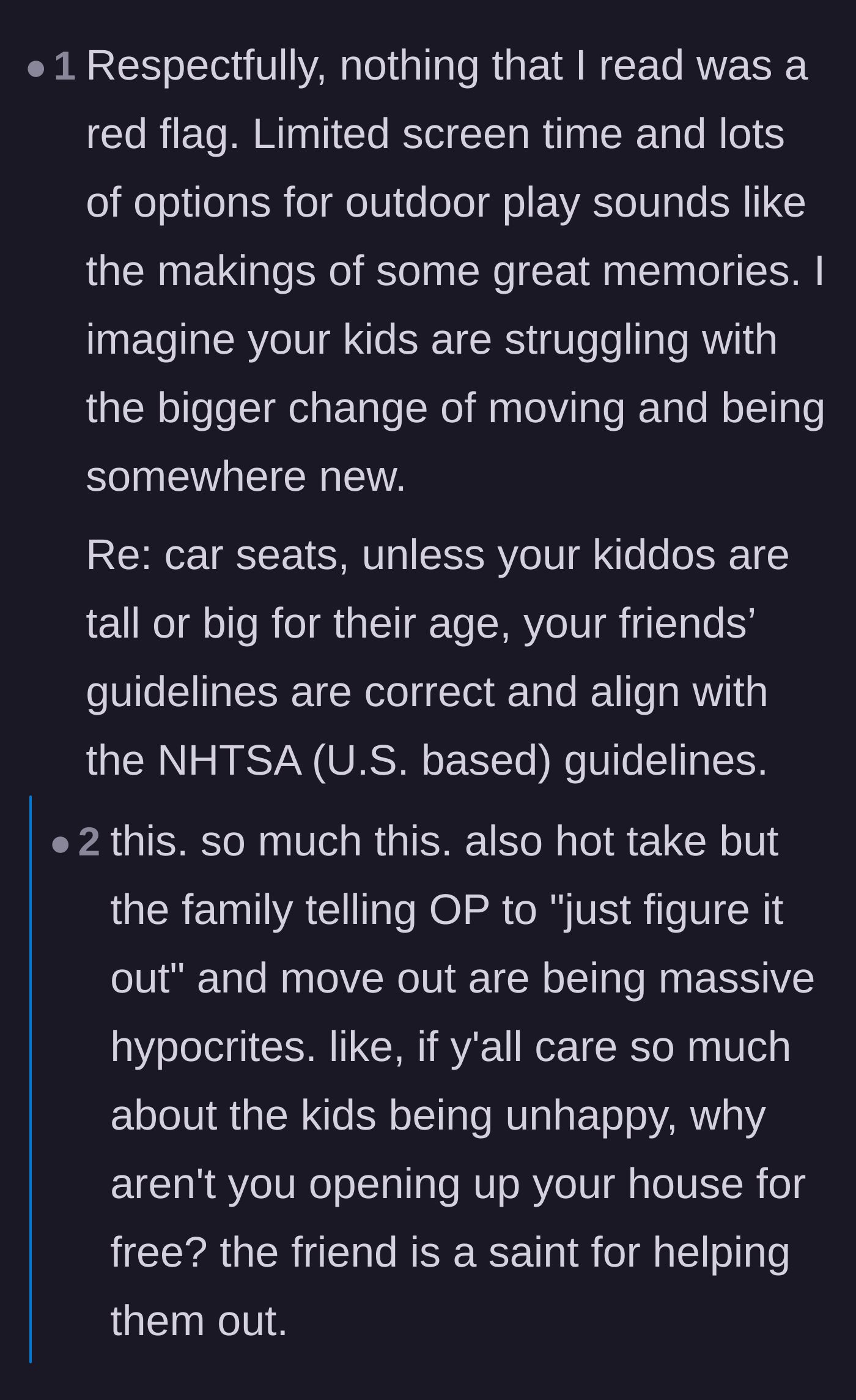Comment thread 4 - Commenters praise the friend's generous setup while calling out the main character's extended family for their hypocritical advice.