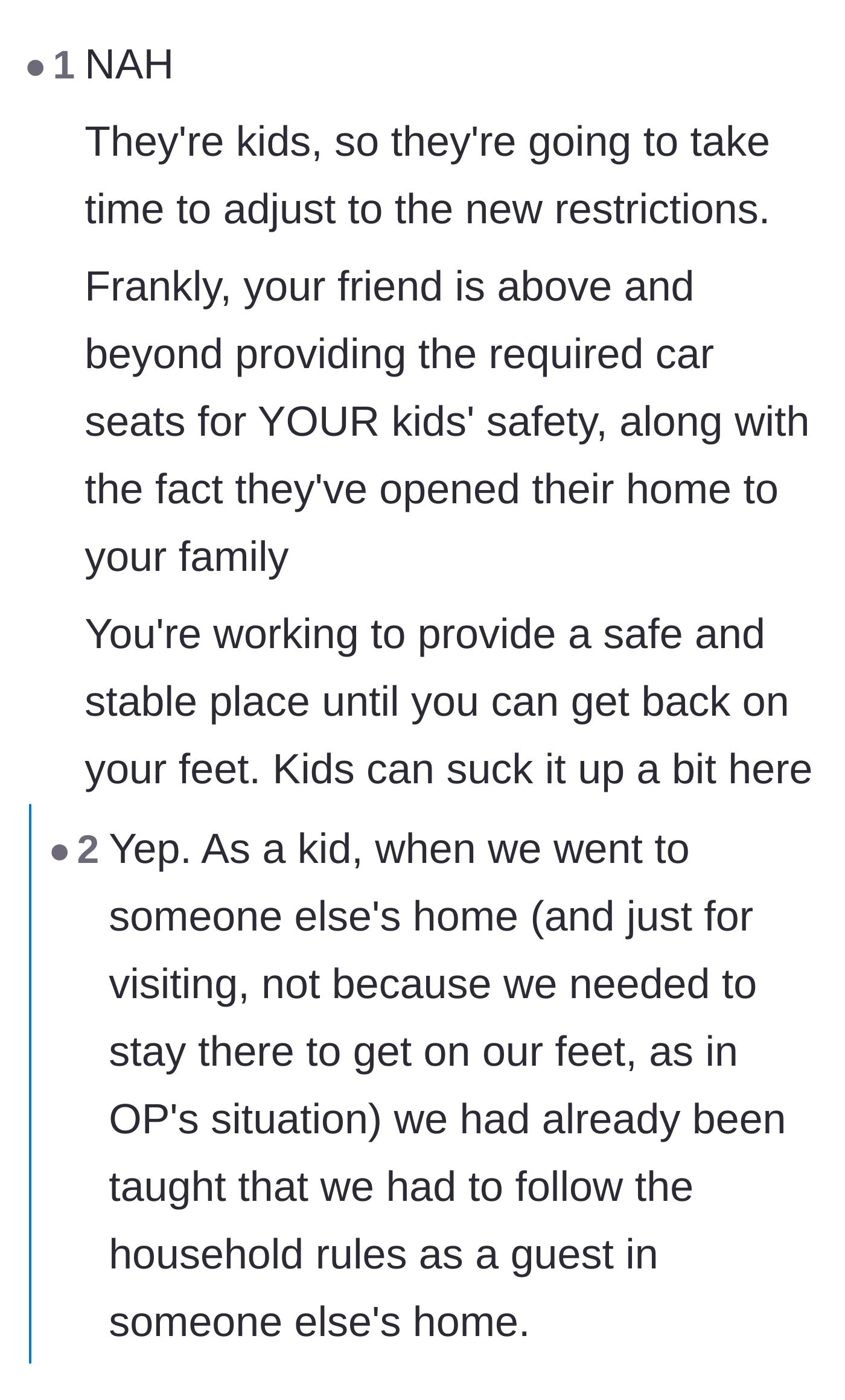 Comment thread 5 - A practical discussion about how kids inevitably complain during major transitions but eventually adapt to their new environments.