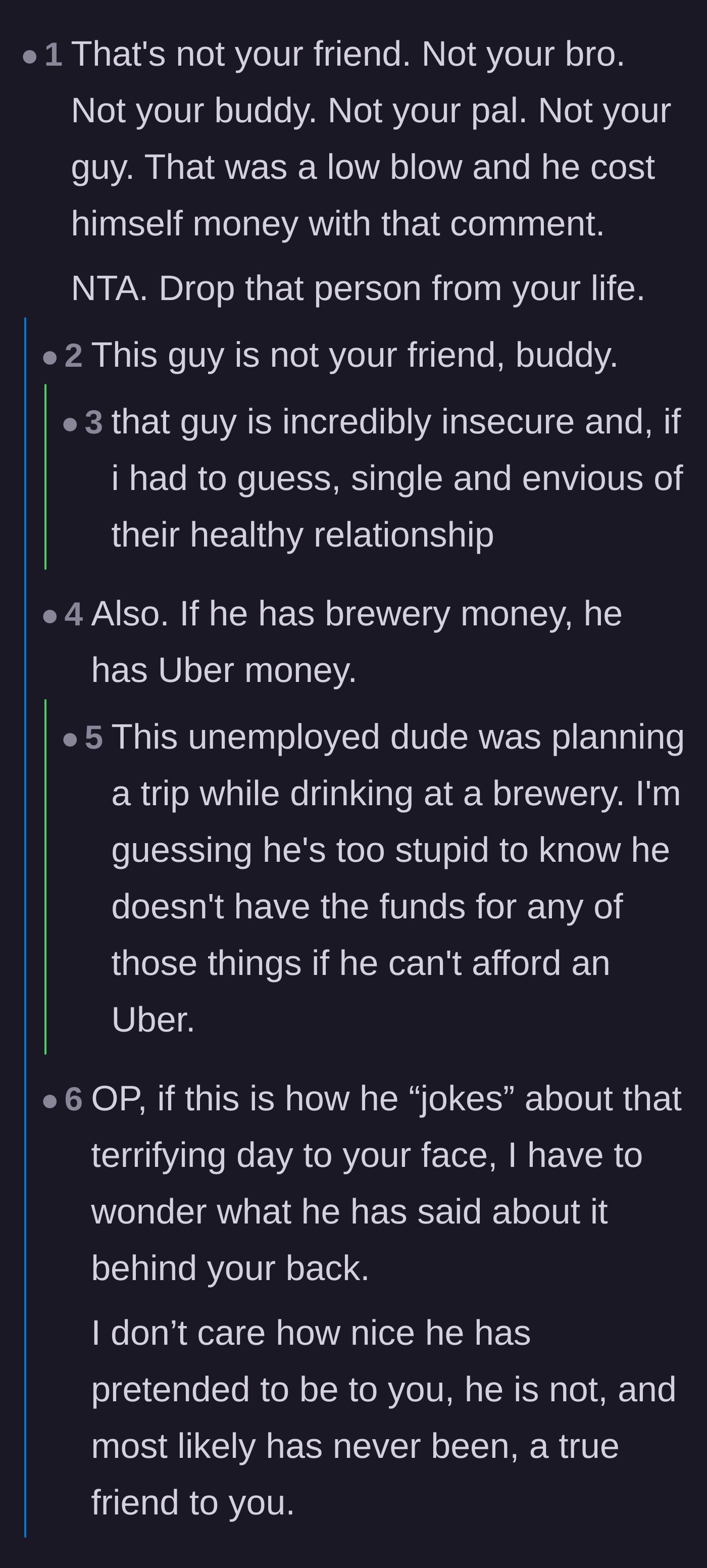 Comment thread 2 - Commenters pointing out the former friend's financial entitlement and fake friendship.
