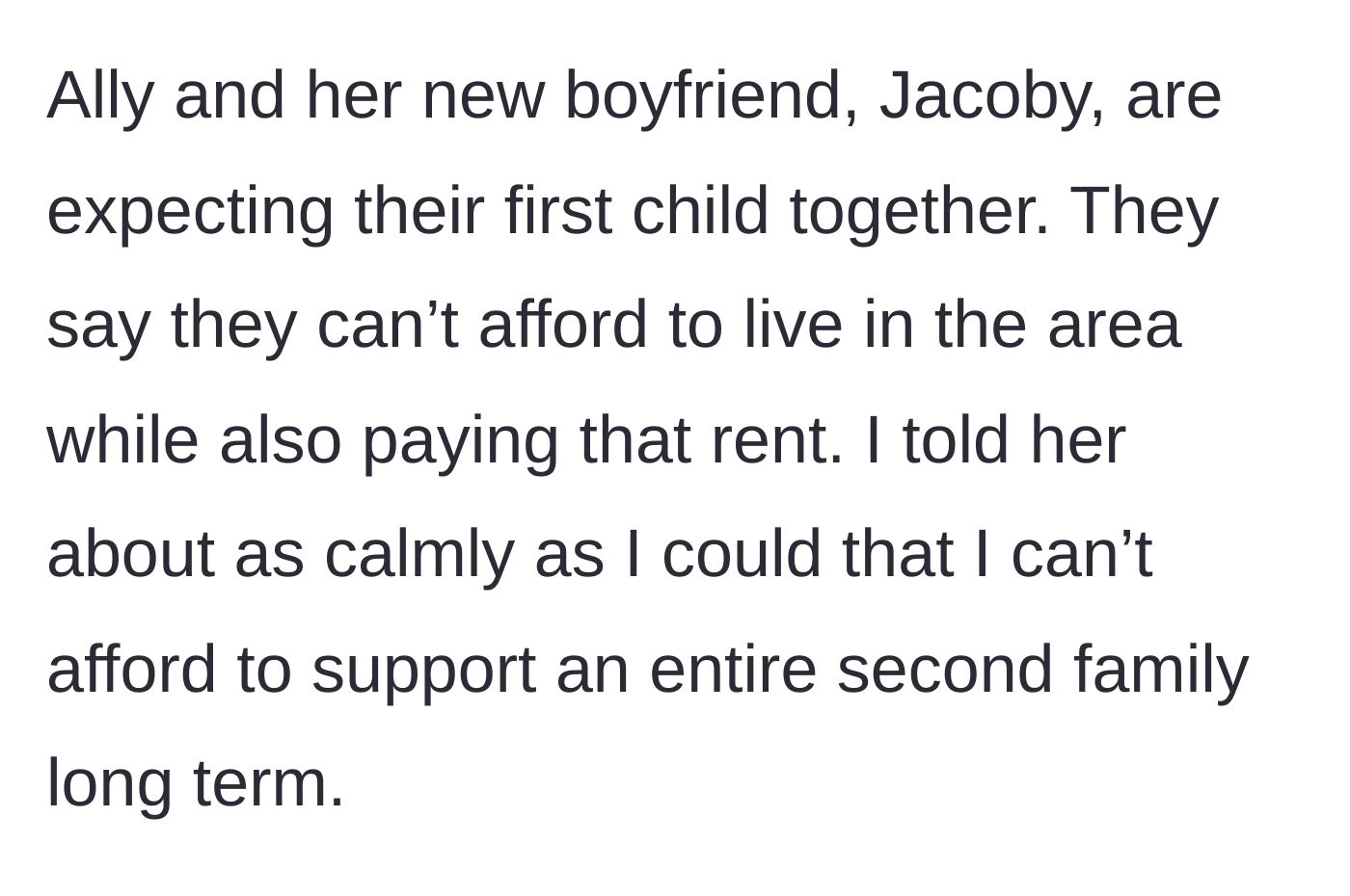 Story part 8 - The ex-wife and her new boyfriend claim they cannot afford rent while expecting a new baby.