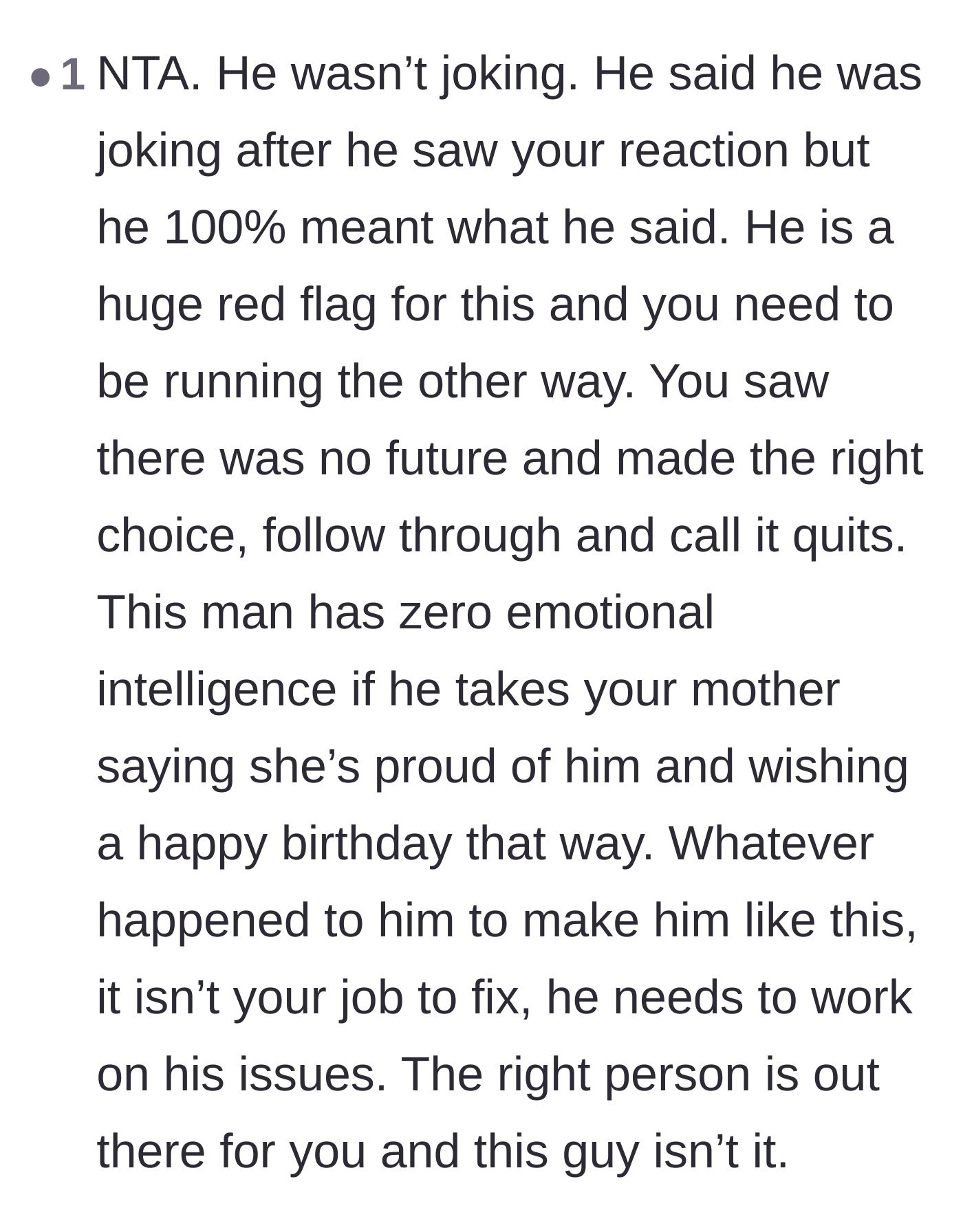 Comment thread 6 - Dismantling the boyfriend's excuse that he was just joking and criticizing his utter lack of emotional intelligence.