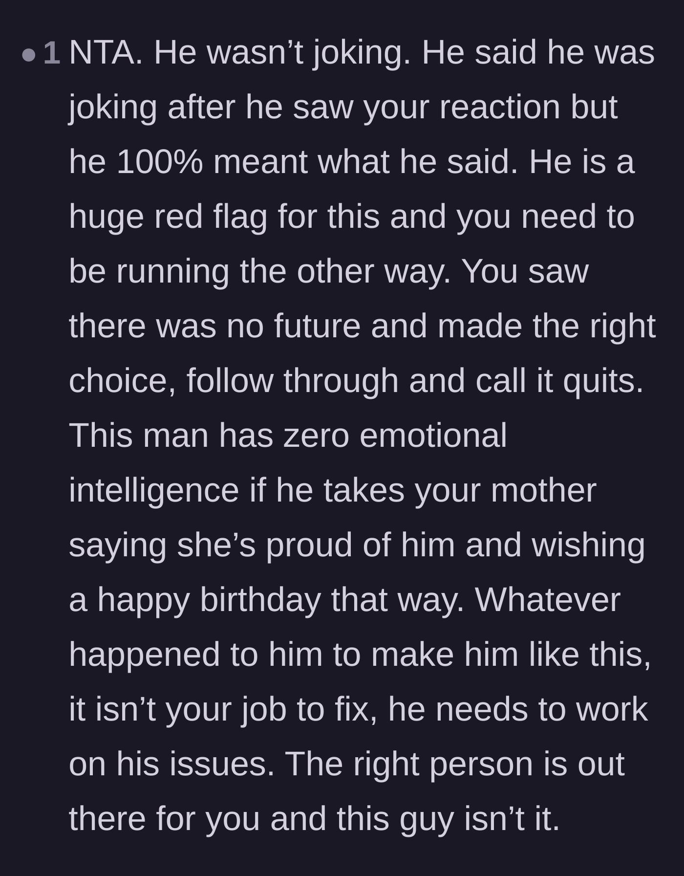 Comment thread 6 - Dismantling the boyfriend's excuse that he was just joking and criticizing his utter lack of emotional intelligence.