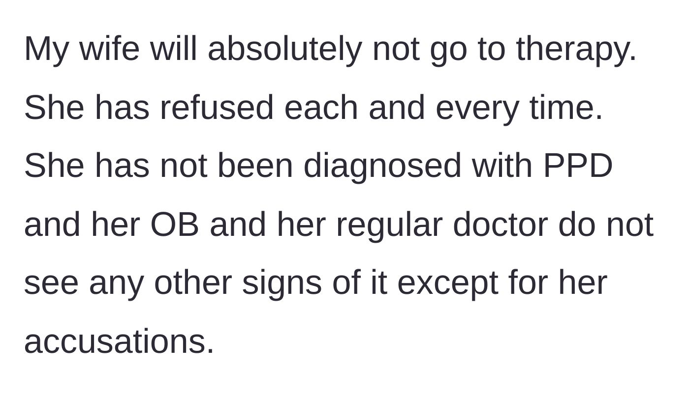 Story part 7 - The complete rejection of professional psychological help by the wife despite medical professionals finding no physical cause.
