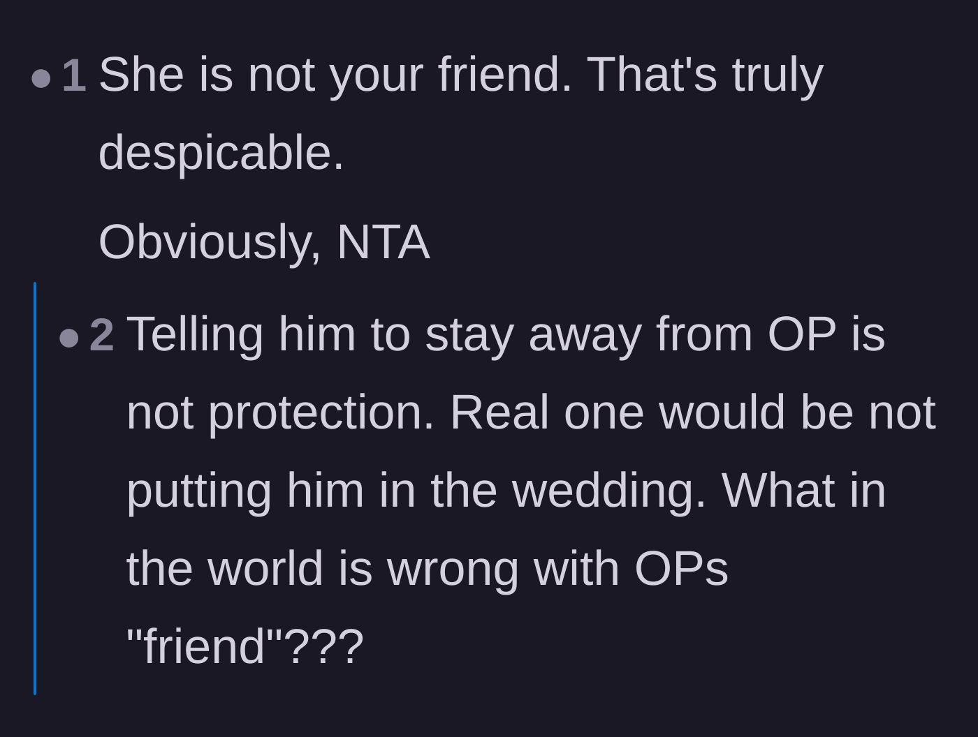 Comment thread 3 - Commenters point out that the bride's attempt to keep the abuser away was a pathetic excuse for actual protection.