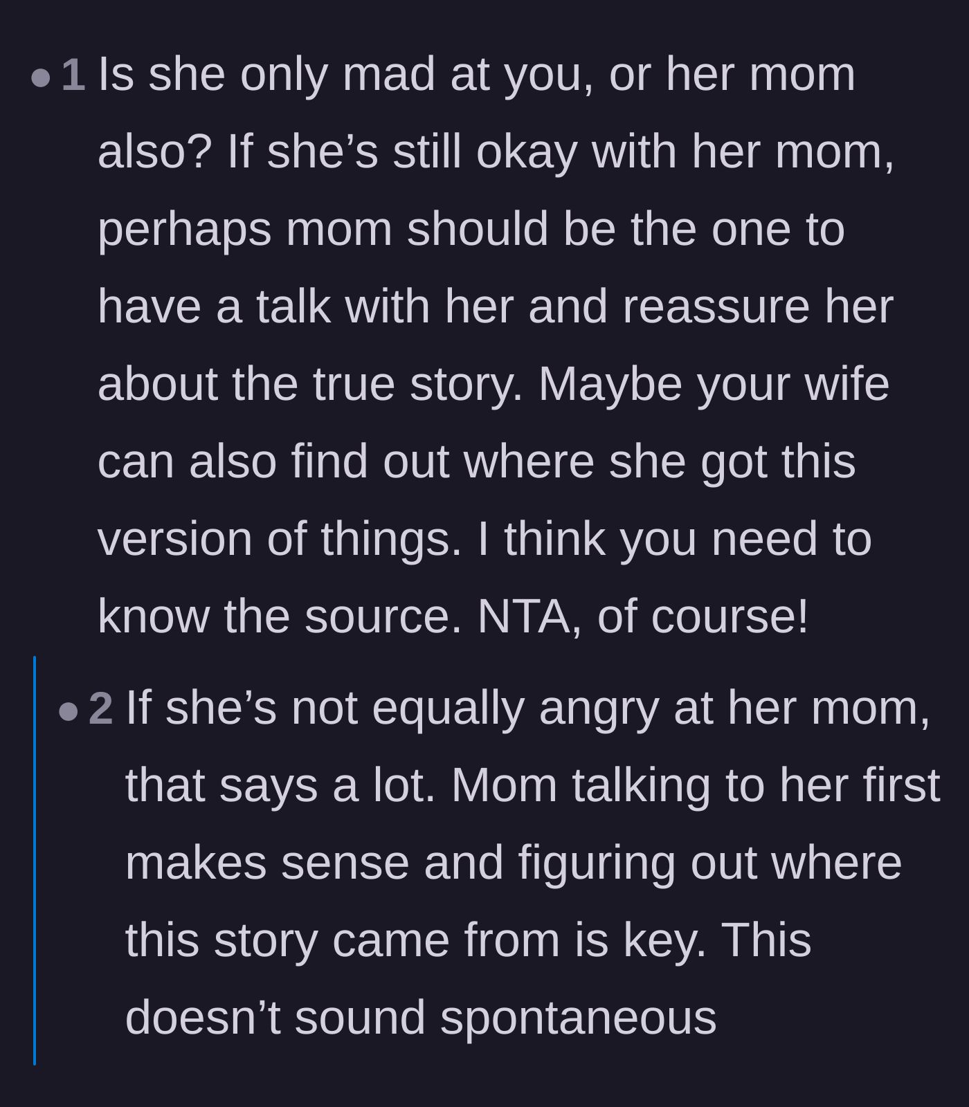 Comment thread 2 - A discussion on whether the daughter's anger is directed at both parents or just the stepfather.