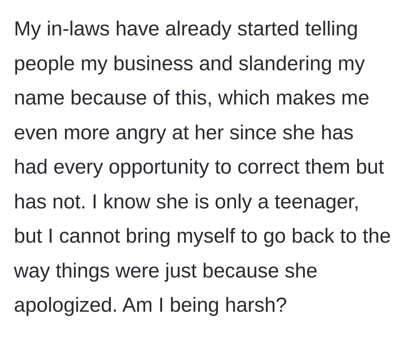 Story part 10 - The in-laws slander the stepmother, making her resent the teenager's silence.