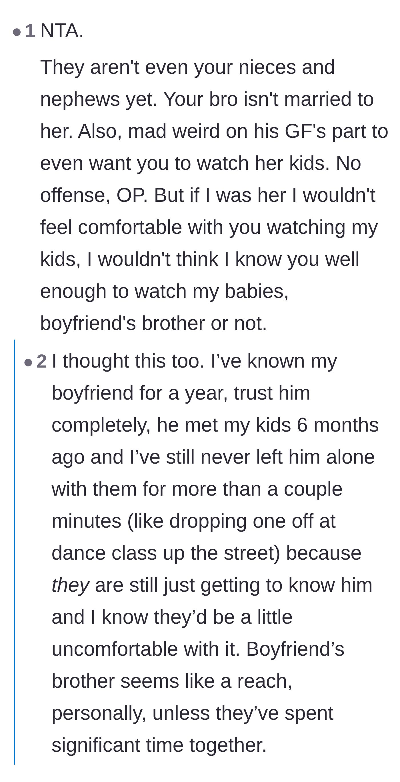 Comment thread 3 - A deep dive into why it is a major red flag for a mother to eagerly leave her children with her new boyfriend's family.