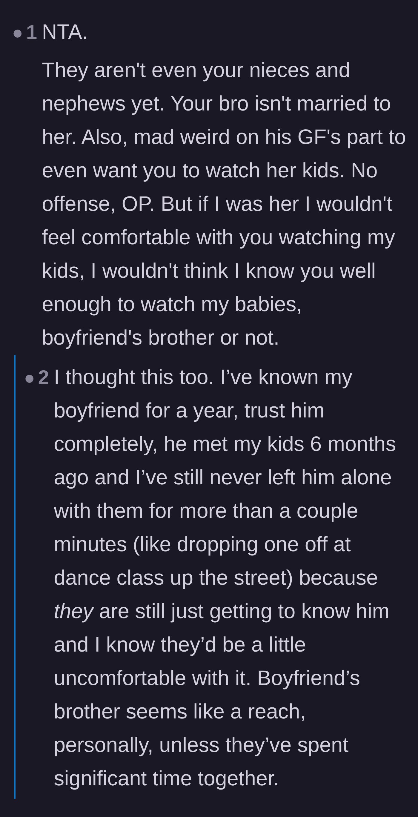 Comment thread 3 - A deep dive into why it is a major red flag for a mother to eagerly leave her children with her new boyfriend's family.