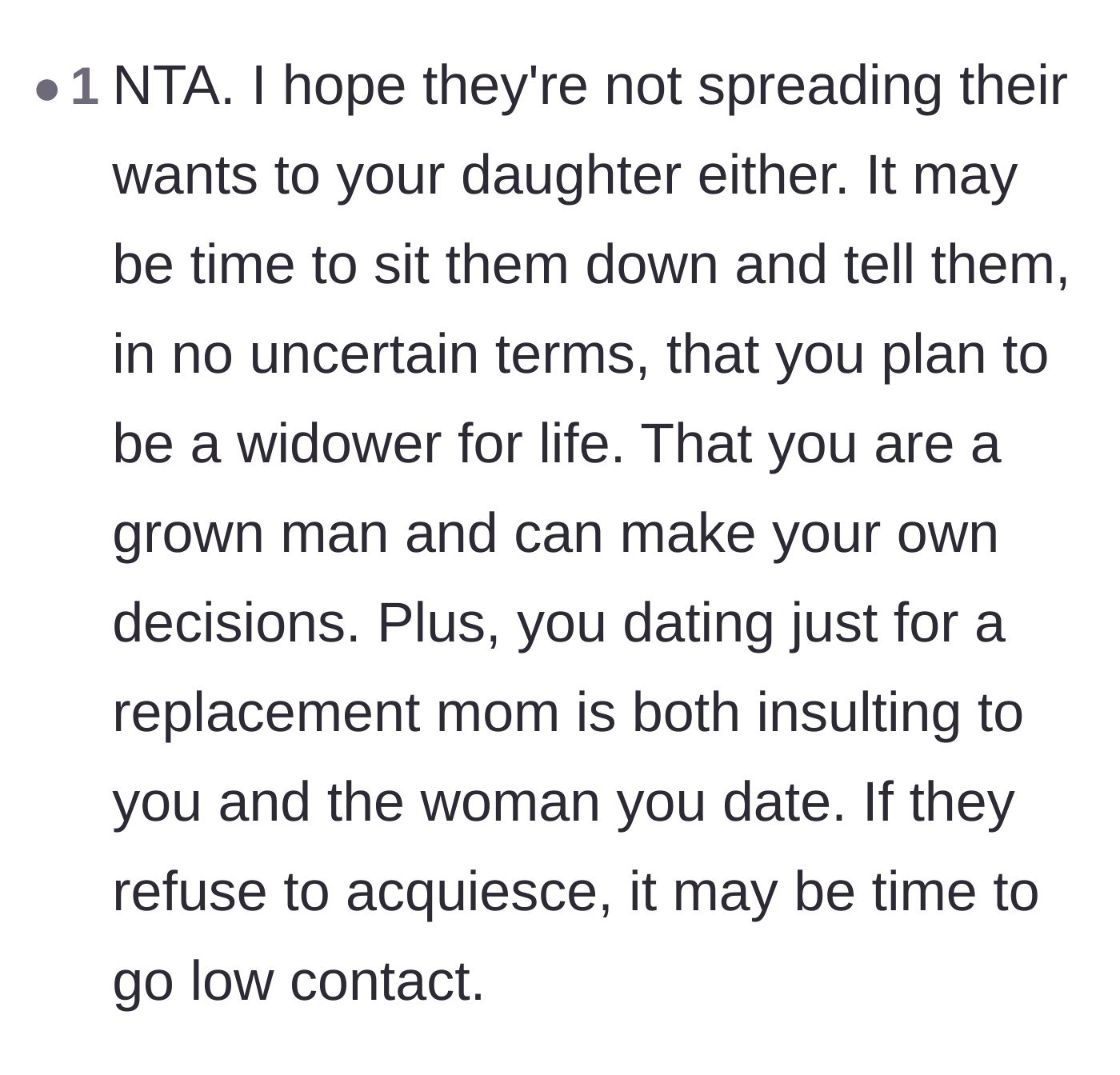 Comment thread 4 - A reader points out how unfair it is to treat a potential romantic partner as a replacement mother.