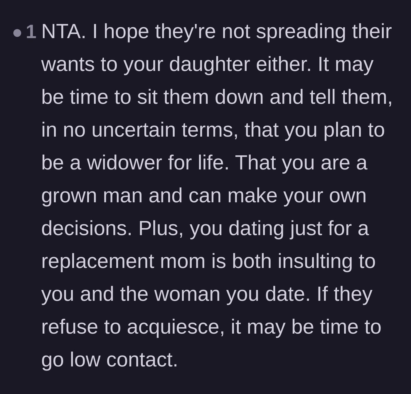 Comment thread 4 - A reader points out how unfair it is to treat a potential romantic partner as a replacement mother.