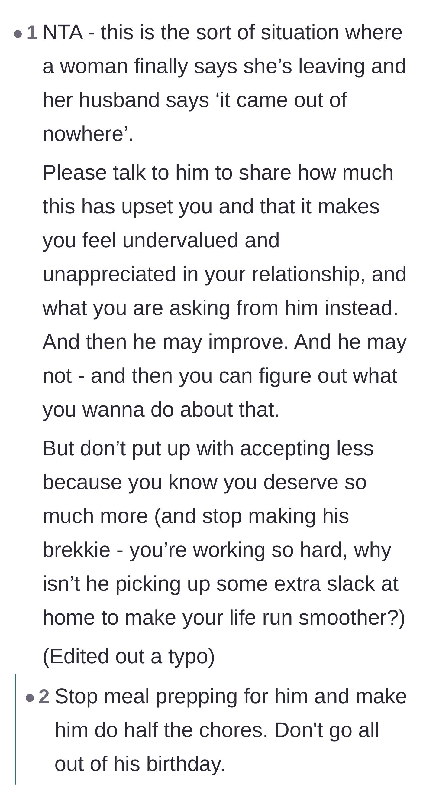 Comment thread 3 - Advice on stepping back, prioritizing her own happiness, and buying herself the things she wants.
