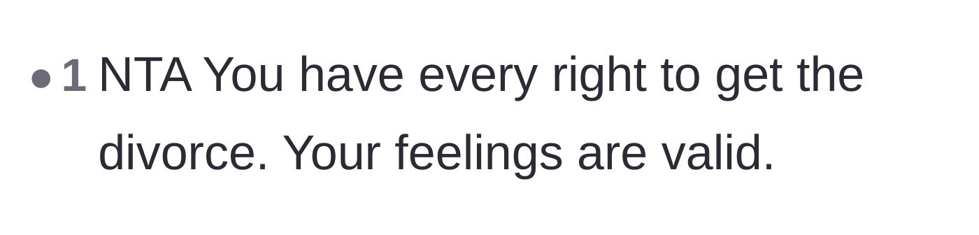 Comment thread 4 - Direct validation of the wife's feelings and her right to seek a divorce