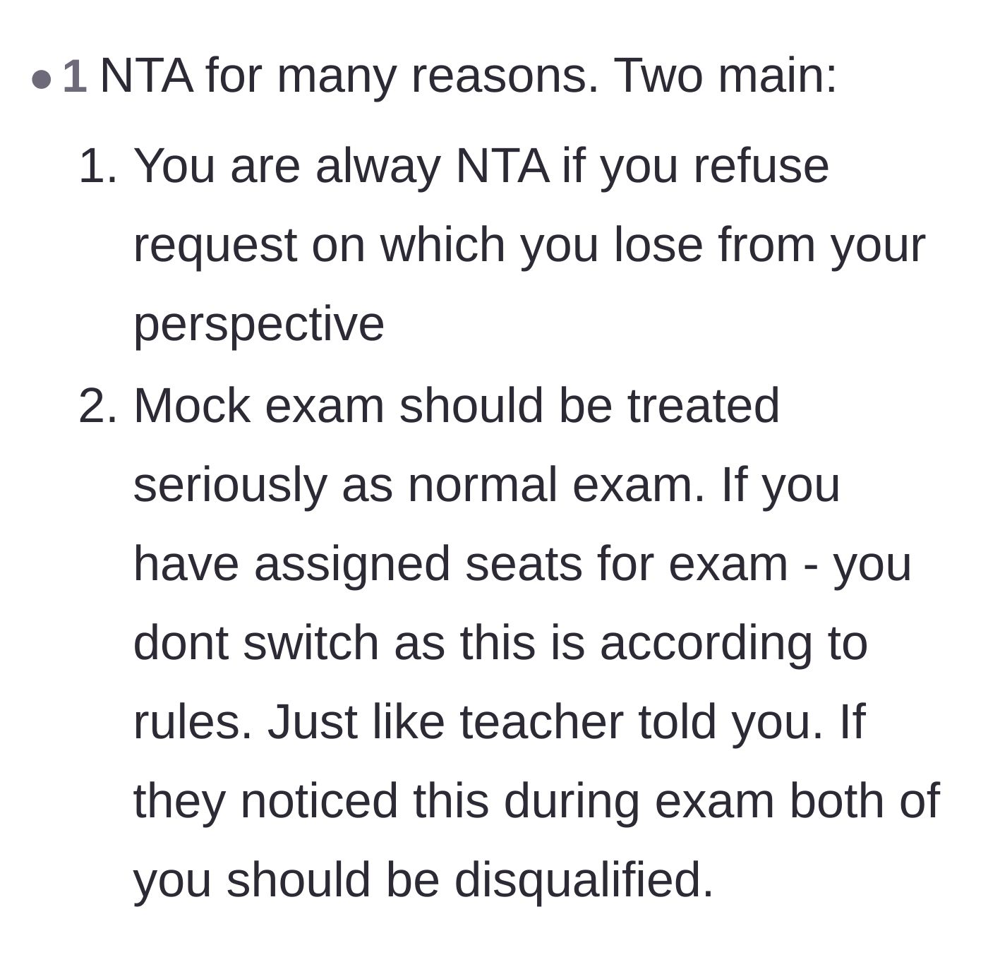 Comment thread 5 - Advice on why you should never agree to favors that hurt you, noting the risk of academic disqualification.