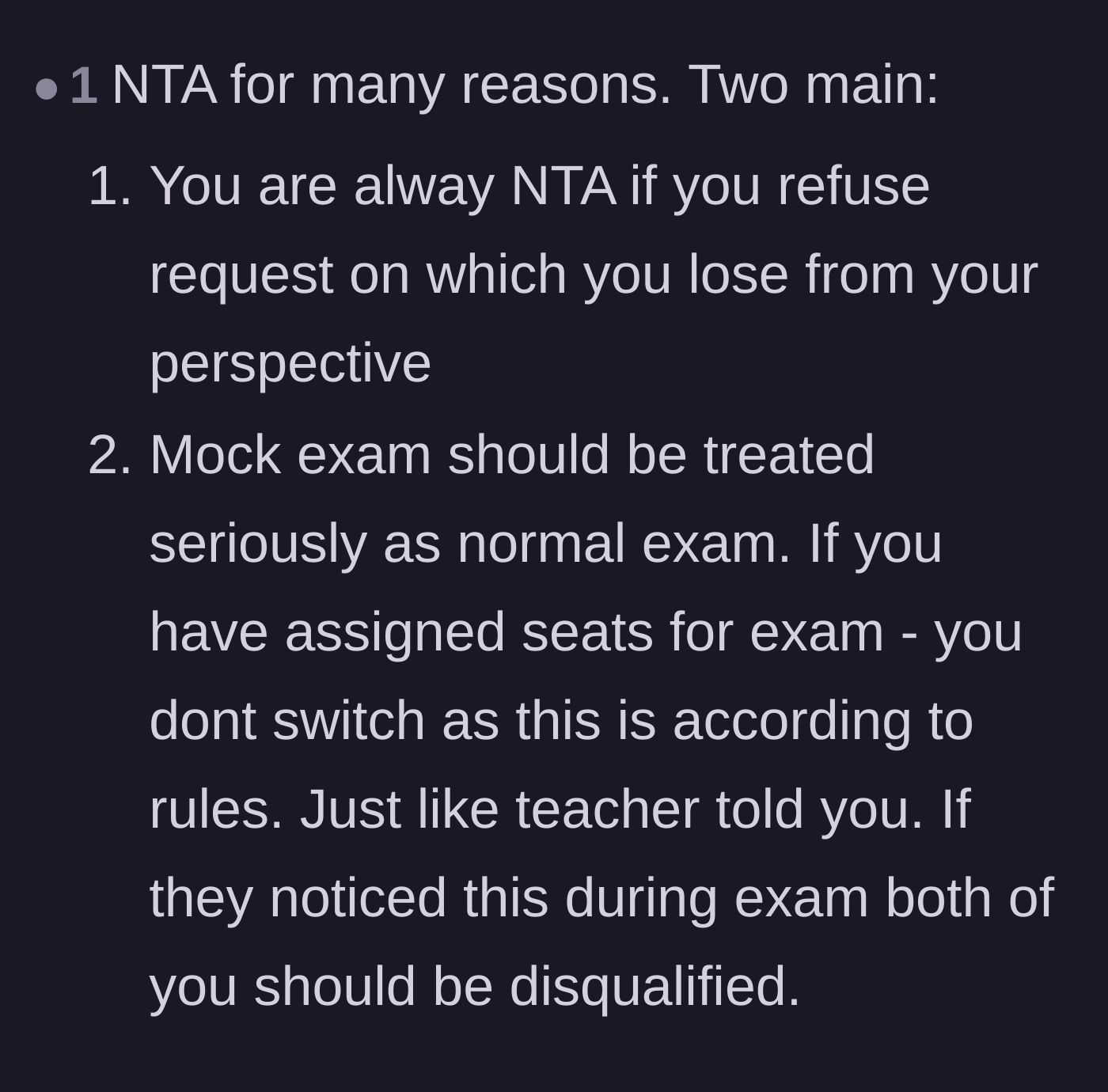 Comment thread 5 - Advice on why you should never agree to favors that hurt you, noting the risk of academic disqualification.