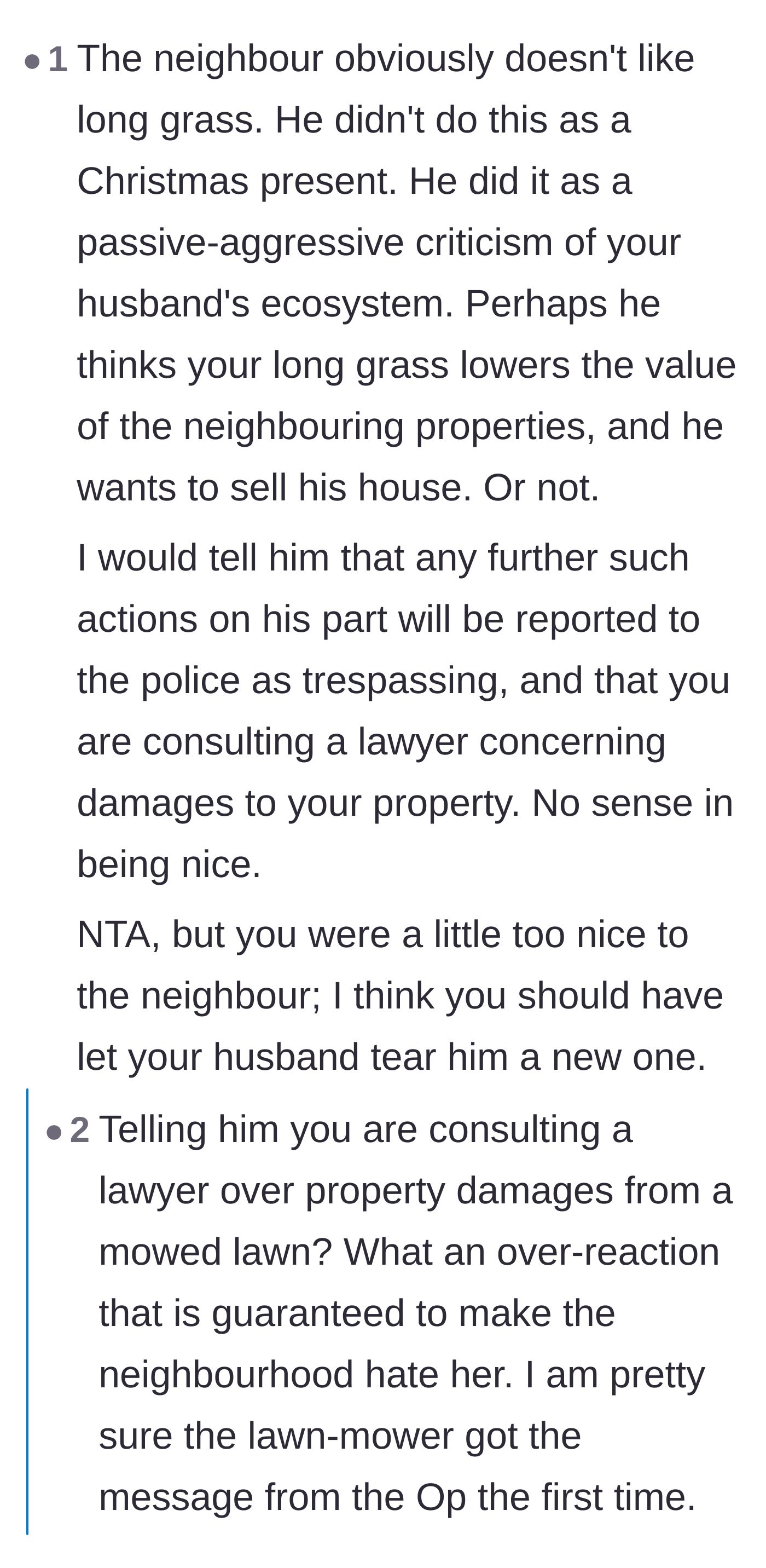 Comment thread 4 - A debate sparked by an extreme suggestion to involve lawyers, with replies mocking the internet's tendency to overreact.