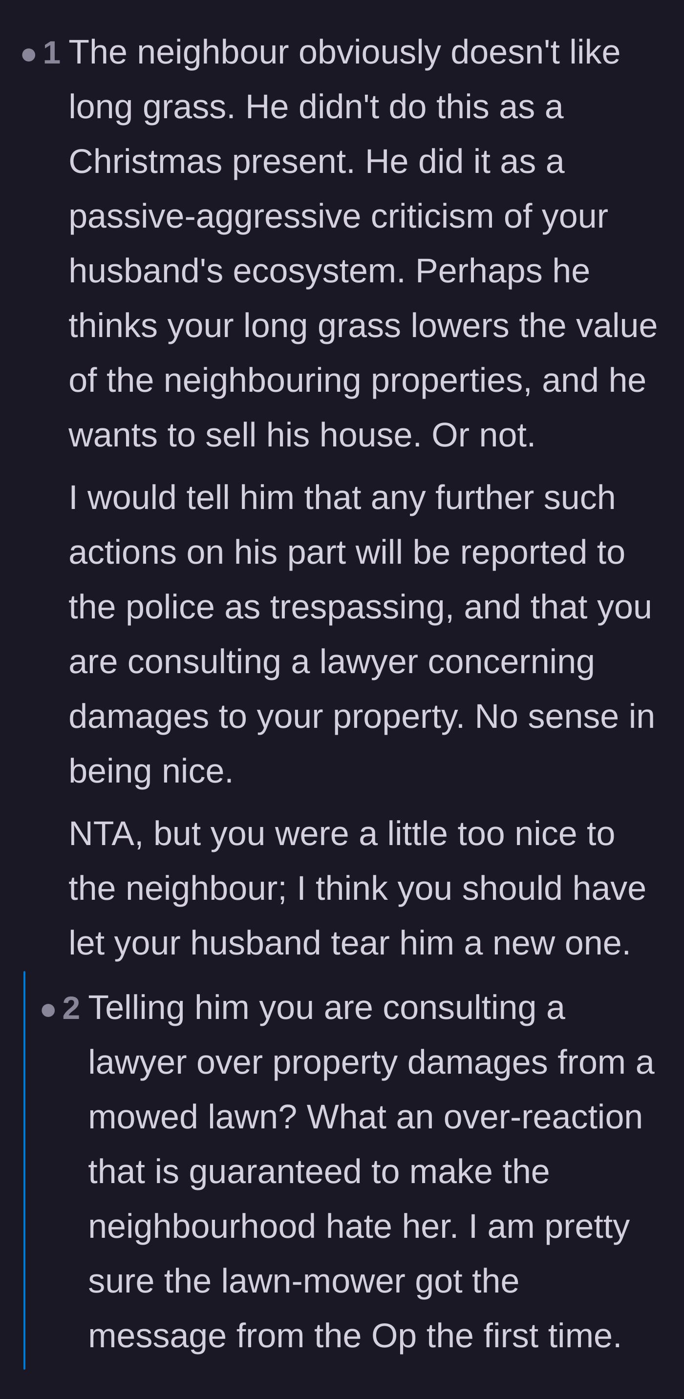 Comment thread 4 - A debate sparked by an extreme suggestion to involve lawyers, with replies mocking the internet's tendency to overreact.