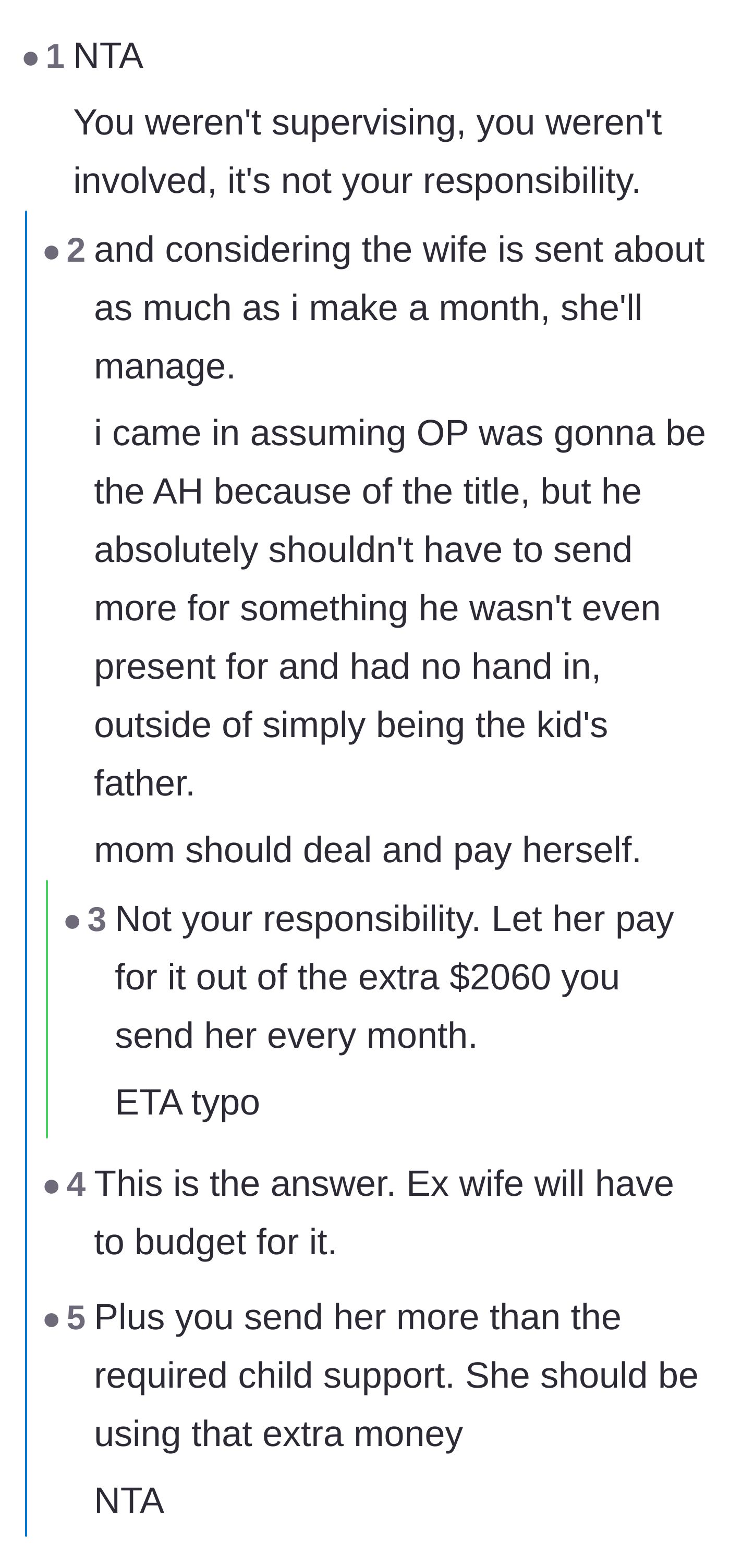 Comment thread 1 - Readers agree that the parent supervising the playdate holds the liability for any broken property.
