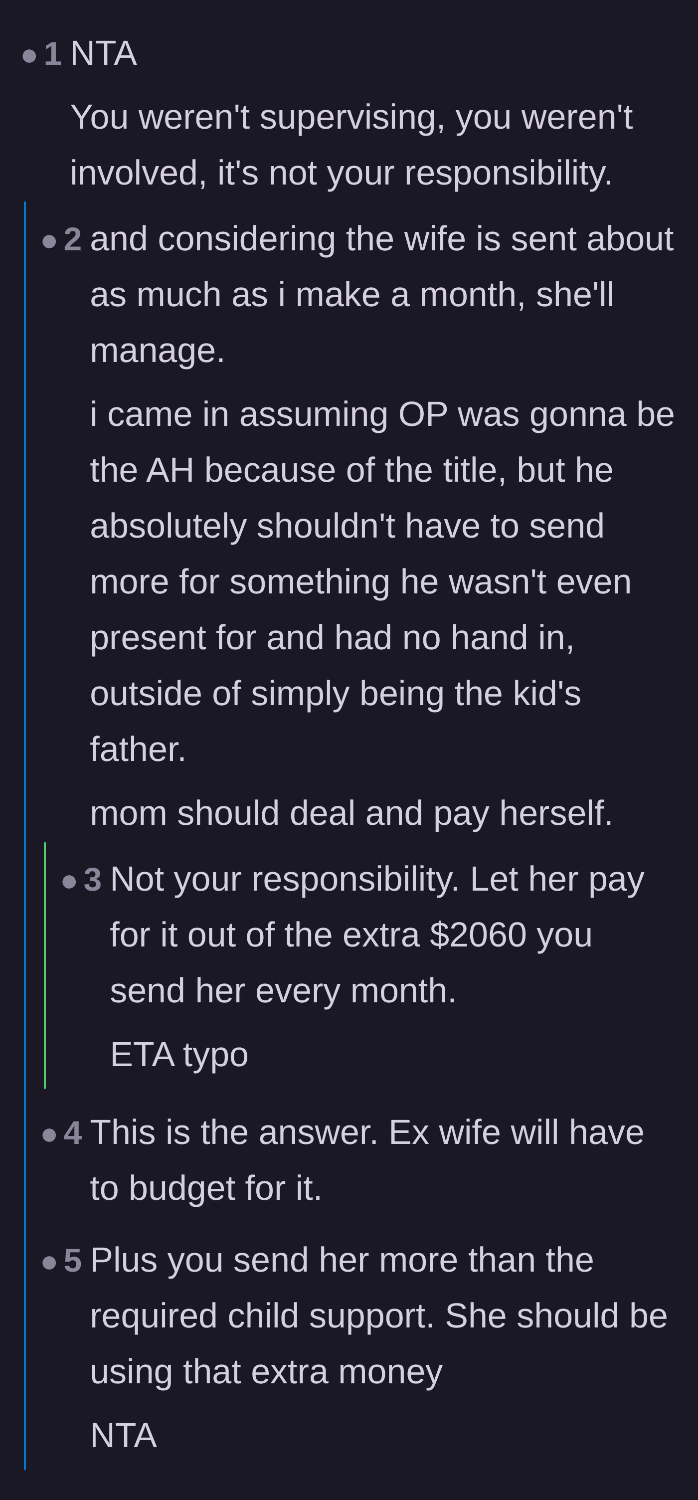 Comment thread 1 - Readers agree that the parent supervising the playdate holds the liability for any broken property.