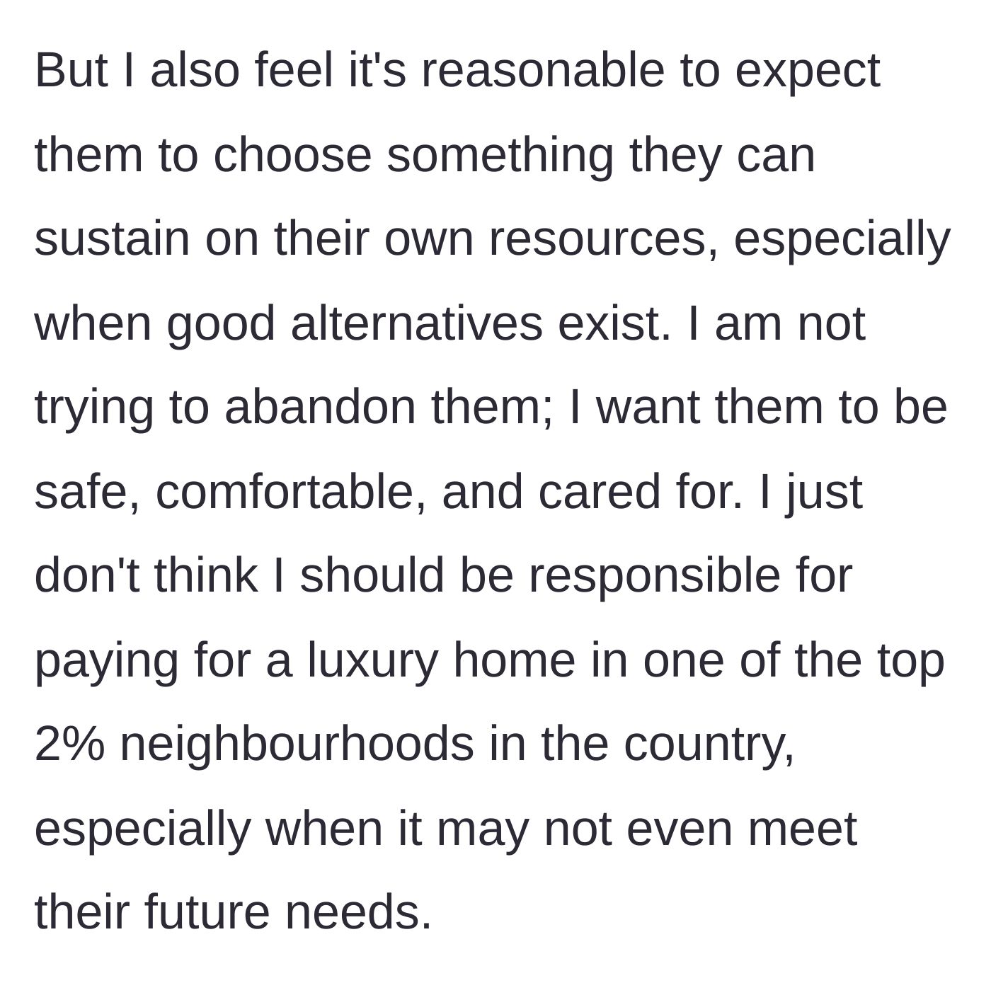 Story part 6 - The son rationalizes his decision to insist on a sustainable facility within their actual budget.