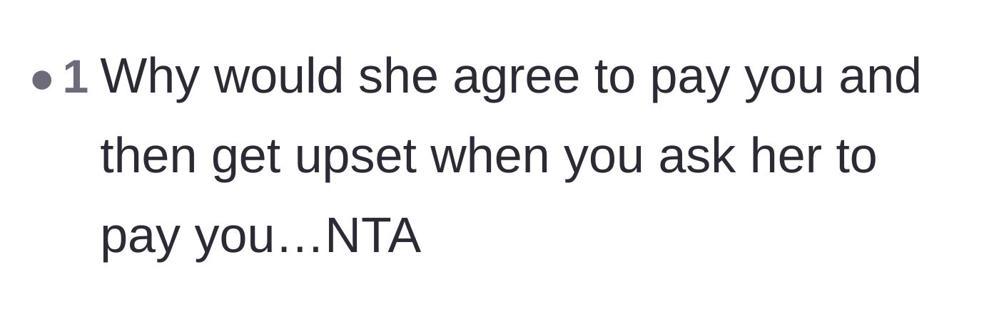 Comment thread 6 - A commenter questioning why the friend would insist on paying and then act victimized when politely asked for the money.