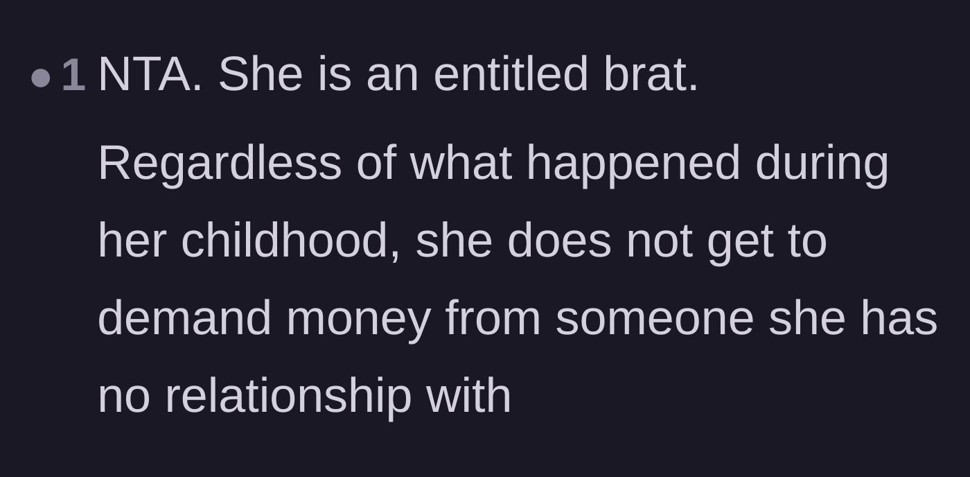 Comment thread 2 - A blunt declaration that the daughter has no right to demand inheritance after years of zero contact.