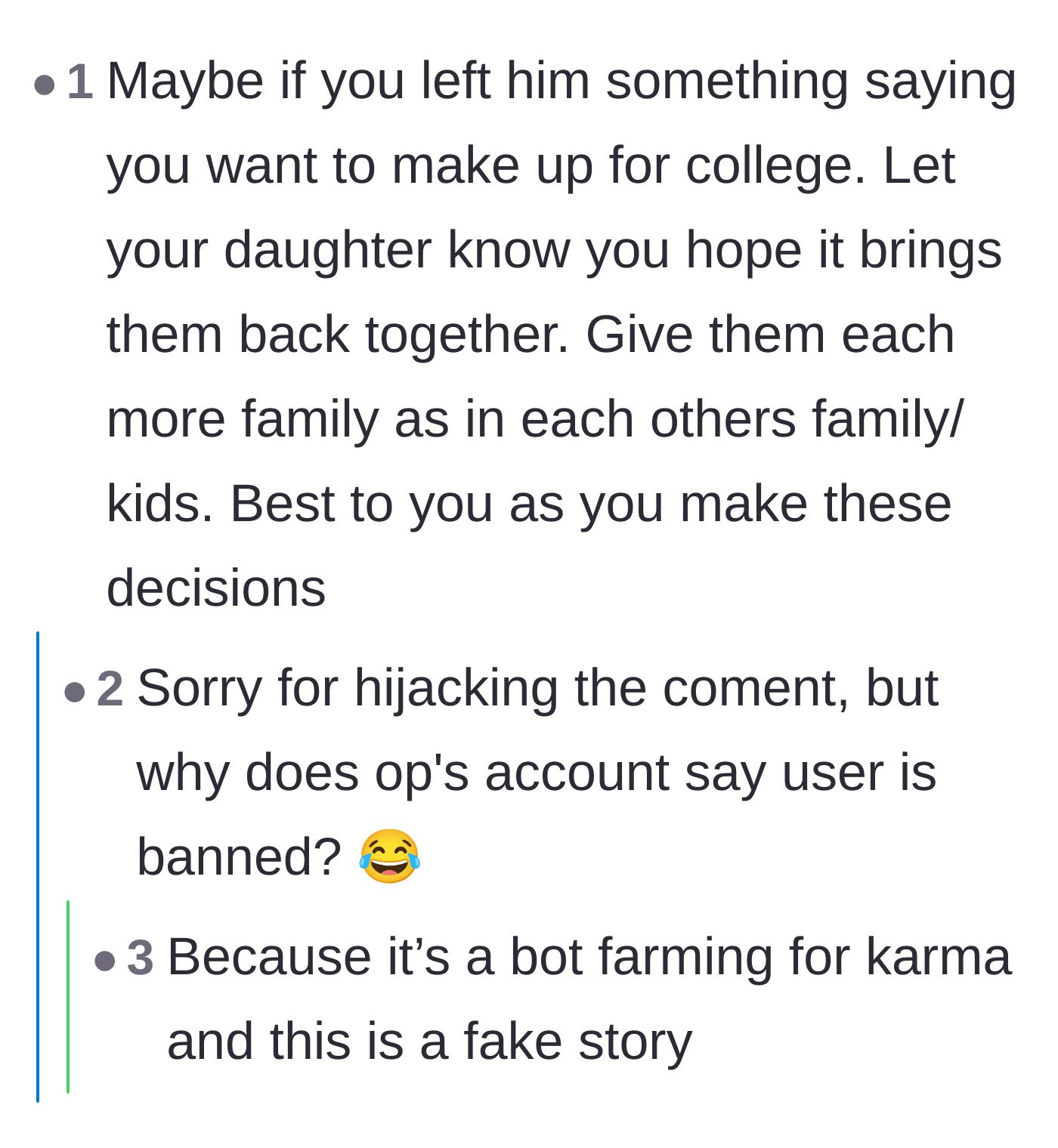 Comment thread suggesting the inheritance be used as a final apology to reunite the estranged brother and sister.