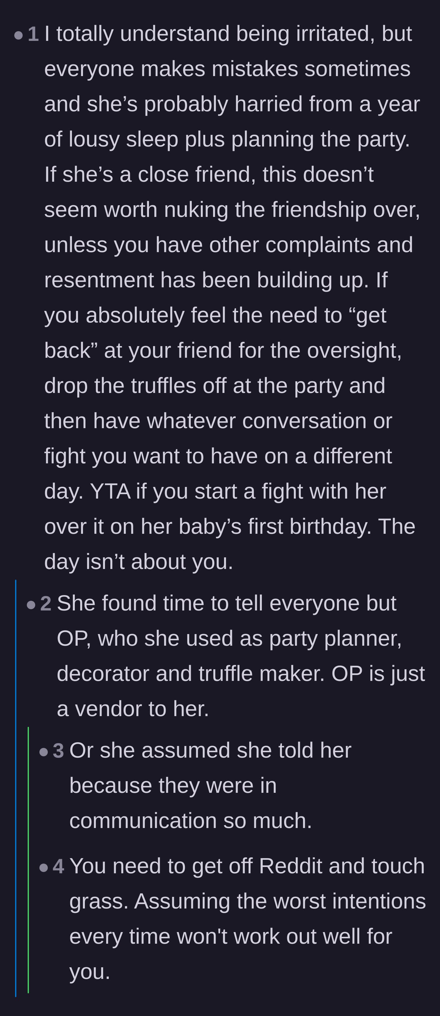 Comment thread 5 - A psychological deep dive into why assuming the absolute worst intentions is a miserable way to navigate friendships.