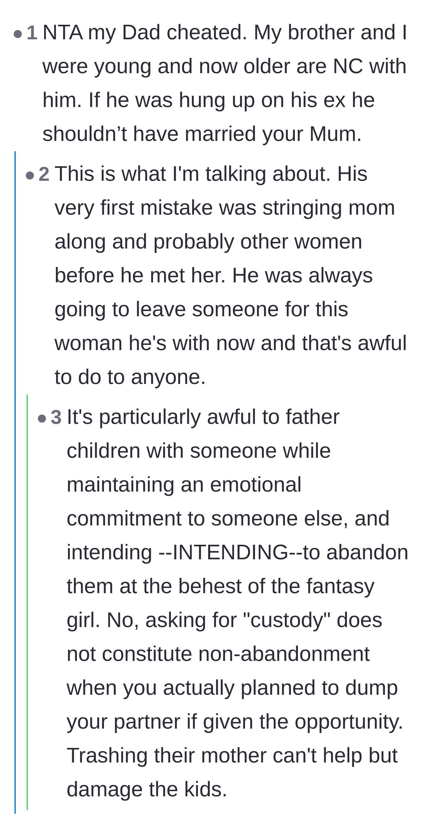 Comment thread 3 - A debate about the absurdity of destroying a decades-long marriage to chase a juvenile high school fantasy.