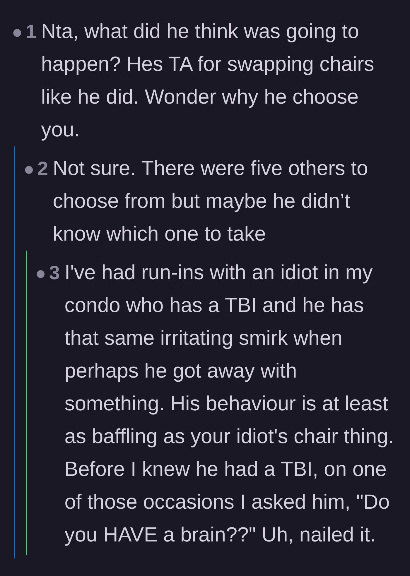 Comment thread 5 - Questioning why the worker was targeted out of everyone in the office, and sharing another story about dealing with a smug neighbor.