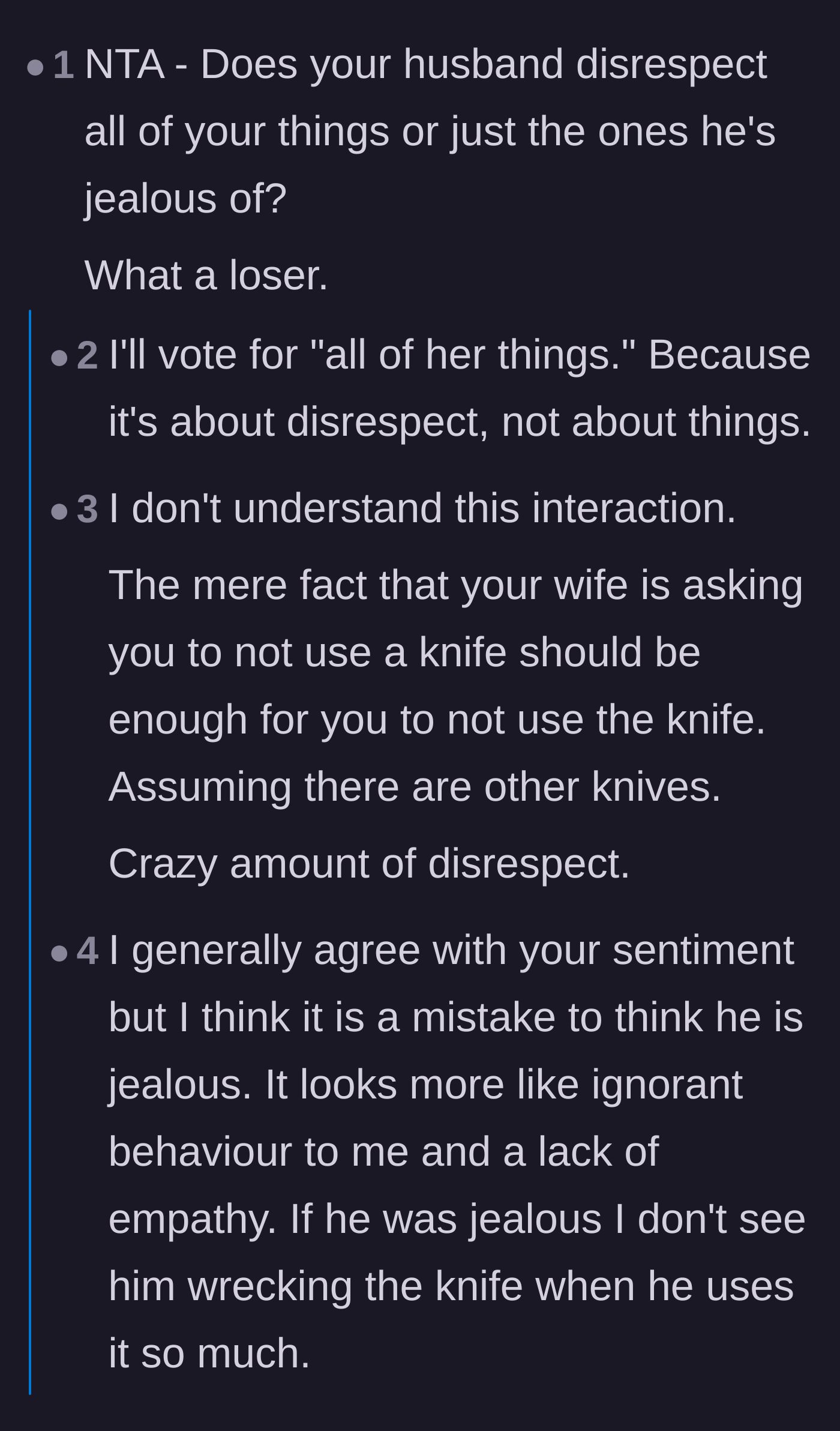 Comment thread 3 - A deep dive into how ignoring a simple request shows a fundamental lack of respect for a partner.