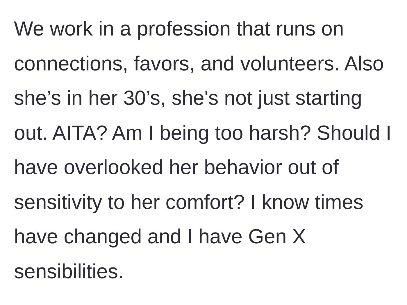 Story part 5 - The mentor questions if her expectation of professional politeness is an outdated Gen X mindset.