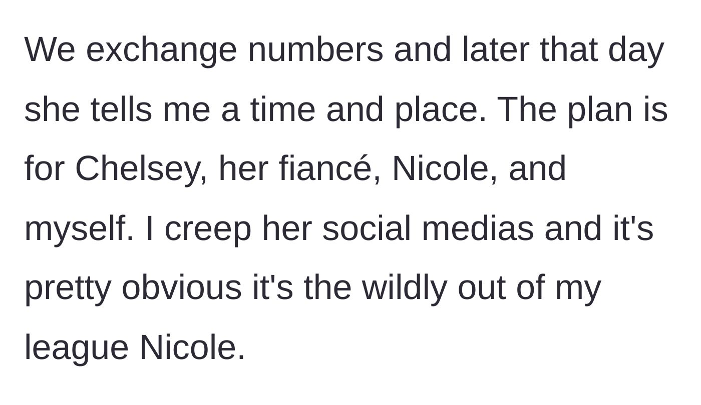 Story part 5 - Stalking social media to confirm the planned date is highly attractive and 'out of his league.'