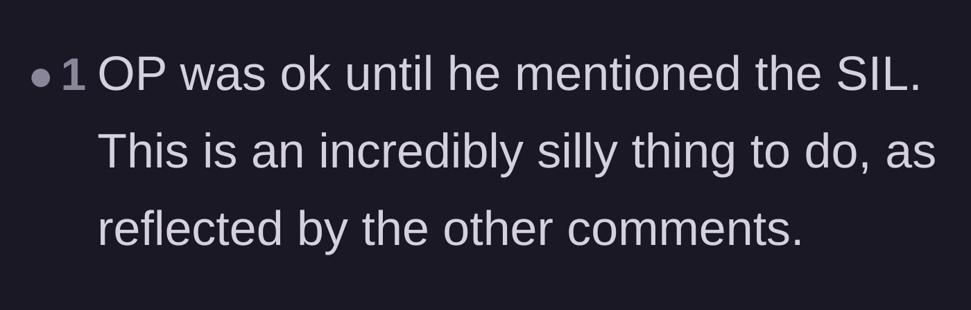 Comment thread 6 - A user points out that the story was completely understandable right up until the plan to sleep with the ex-sister-in-law.