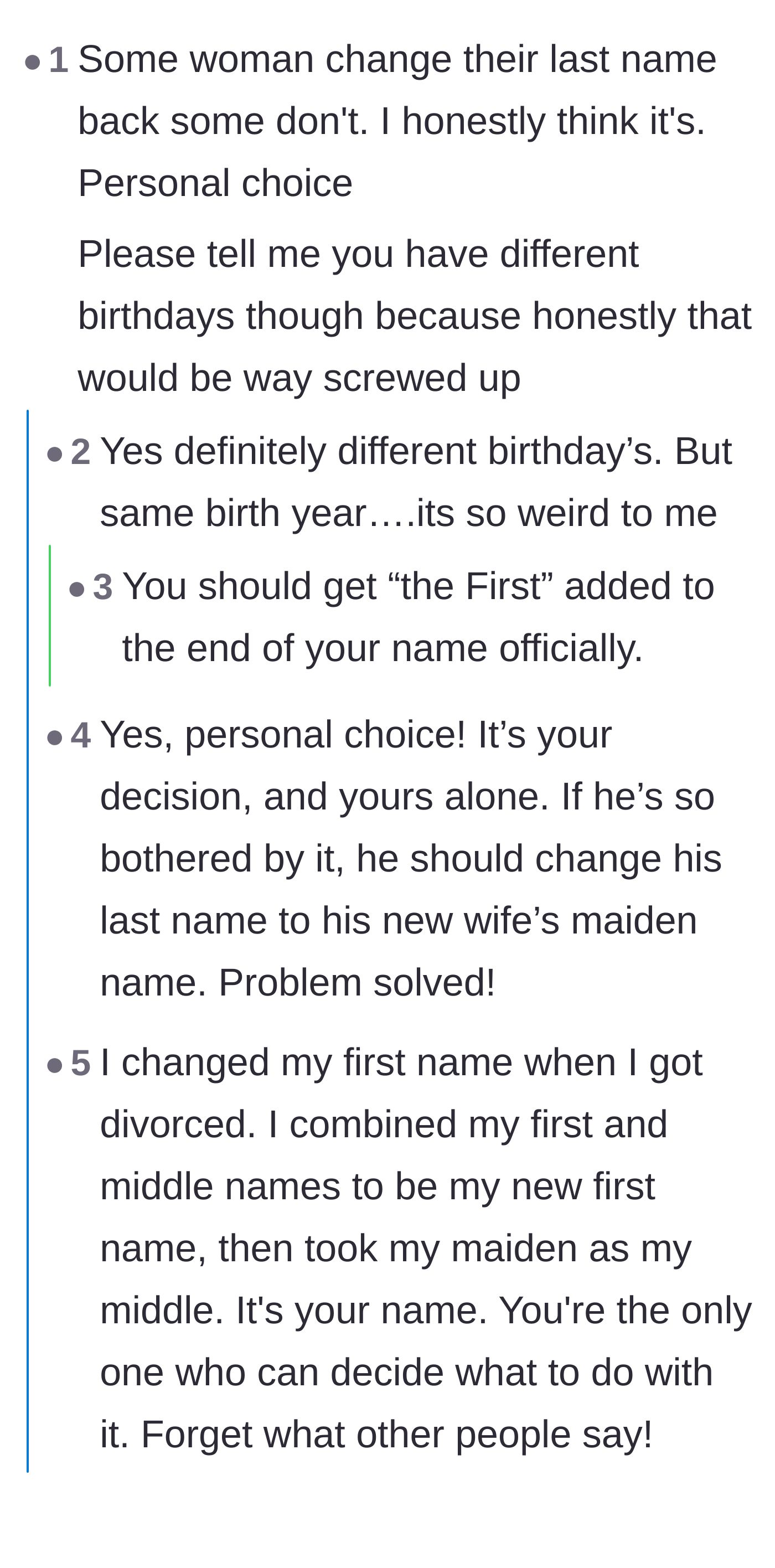 Comment thread 3 - Discussing the eerie coincidence of sharing a birth year, protecting credit scores, and joking about adding suffixes