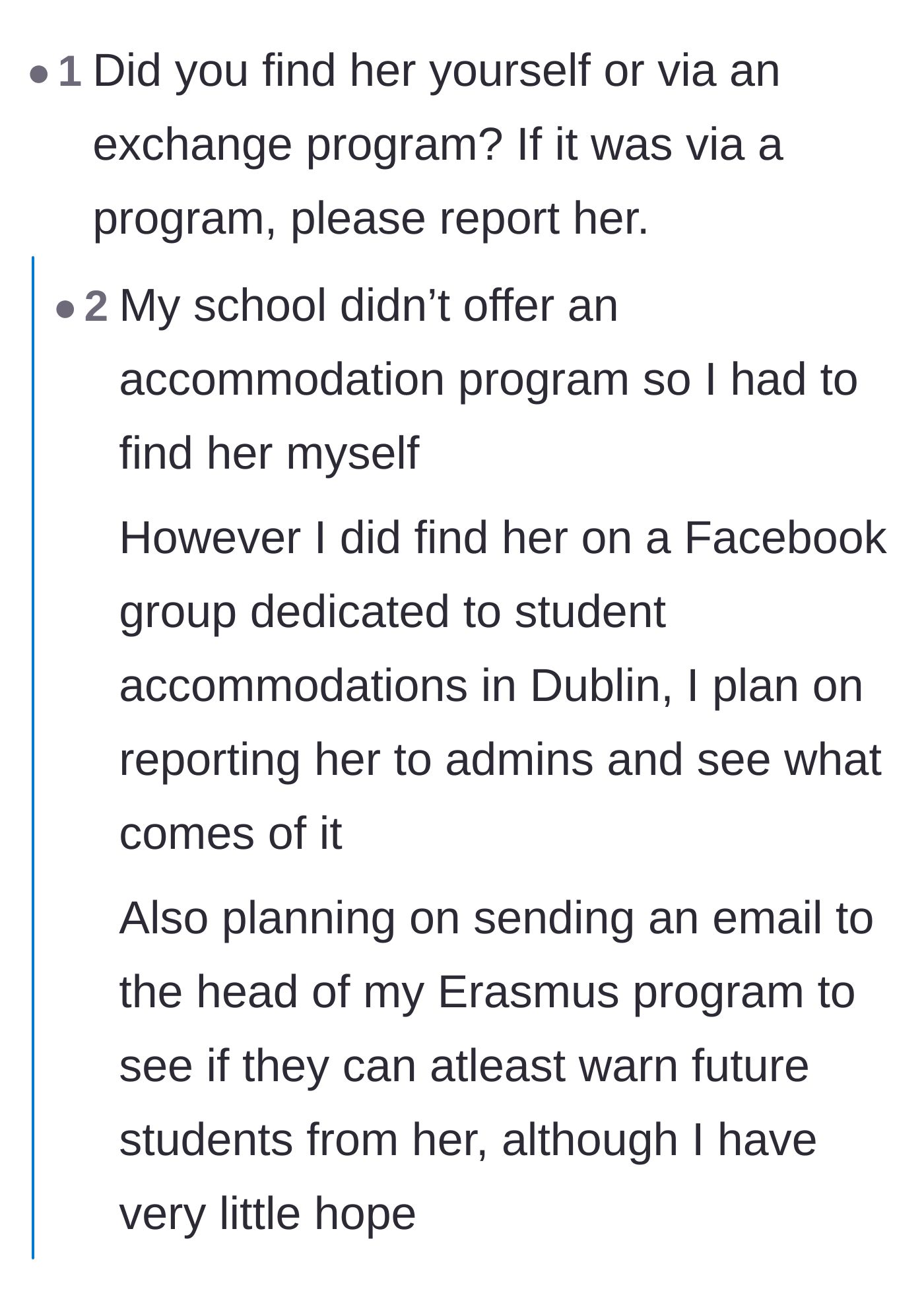 Comment thread 3 - Irish locals apologizing for the landlord's behavior and urging OP to report the unofficial sublet setup.