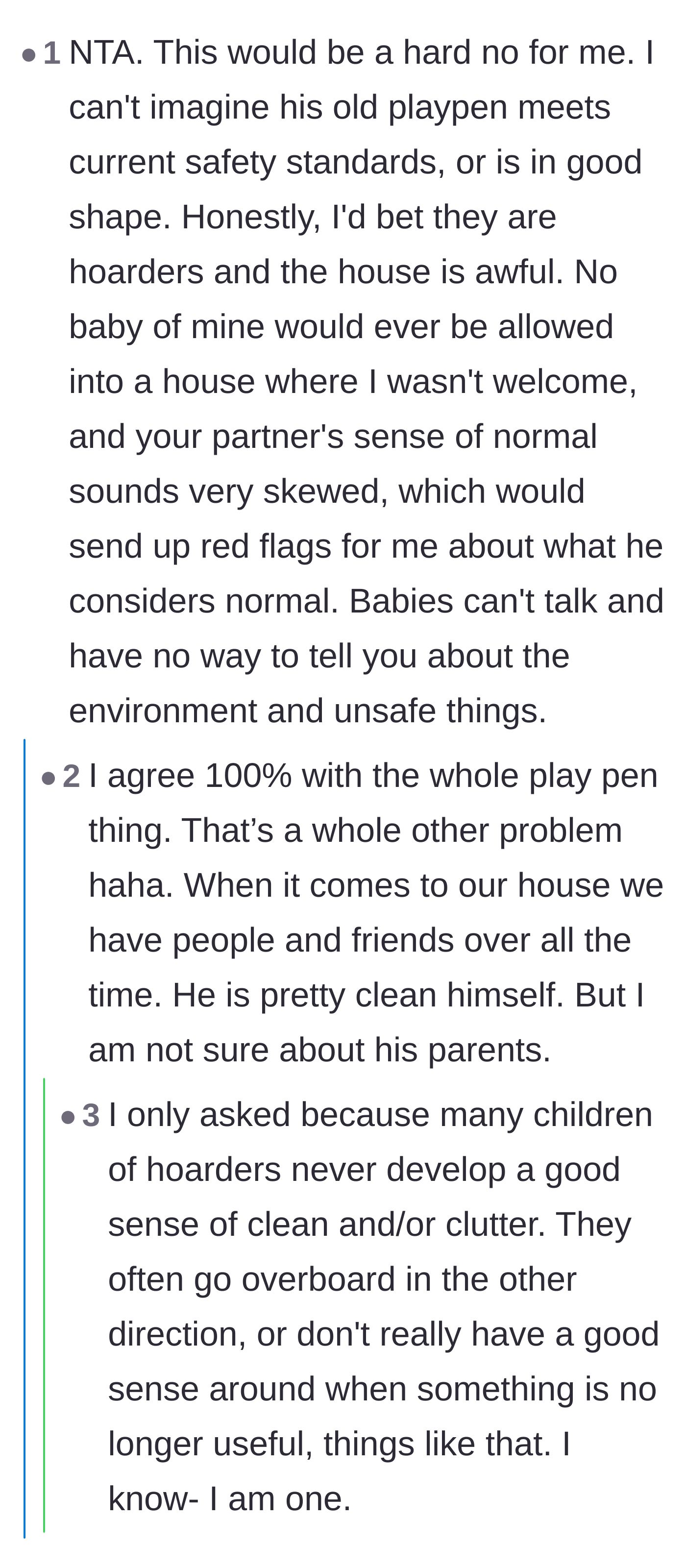 Comment thread 3 - Deep dive into the generational trauma of children raised by hoarders and their skewed sense of normal.
