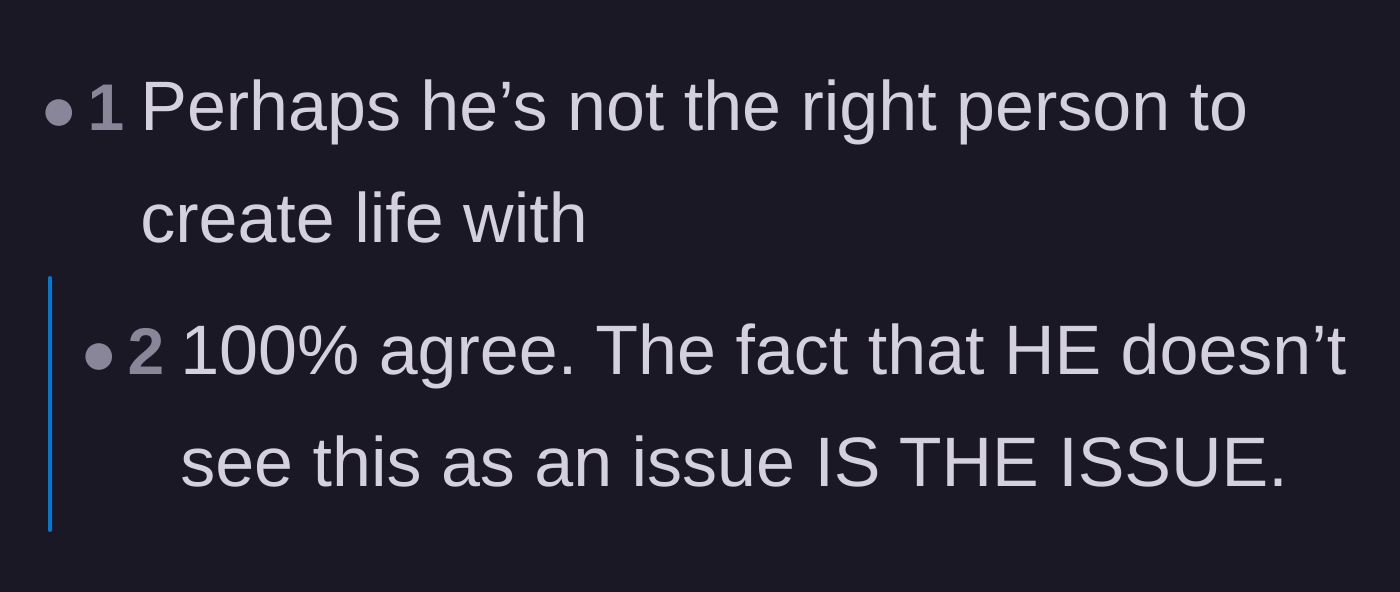 Comment thread 5 - A stark realization that the fiancé's blindness to the secretive house is actually the biggest red flag.