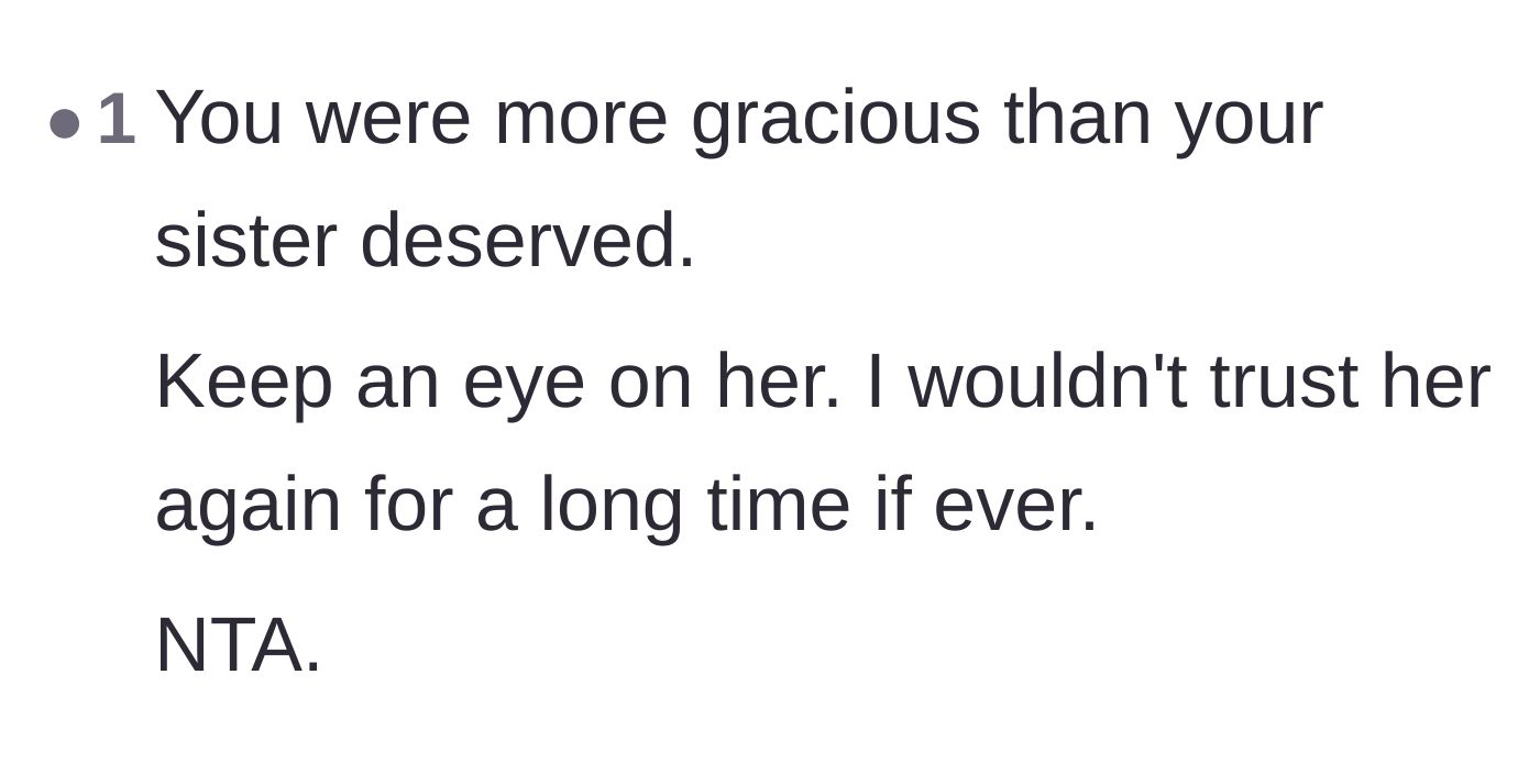 Comment thread 5 - A commenter praising the narrator's grace while warning her to guard her heart moving forward.