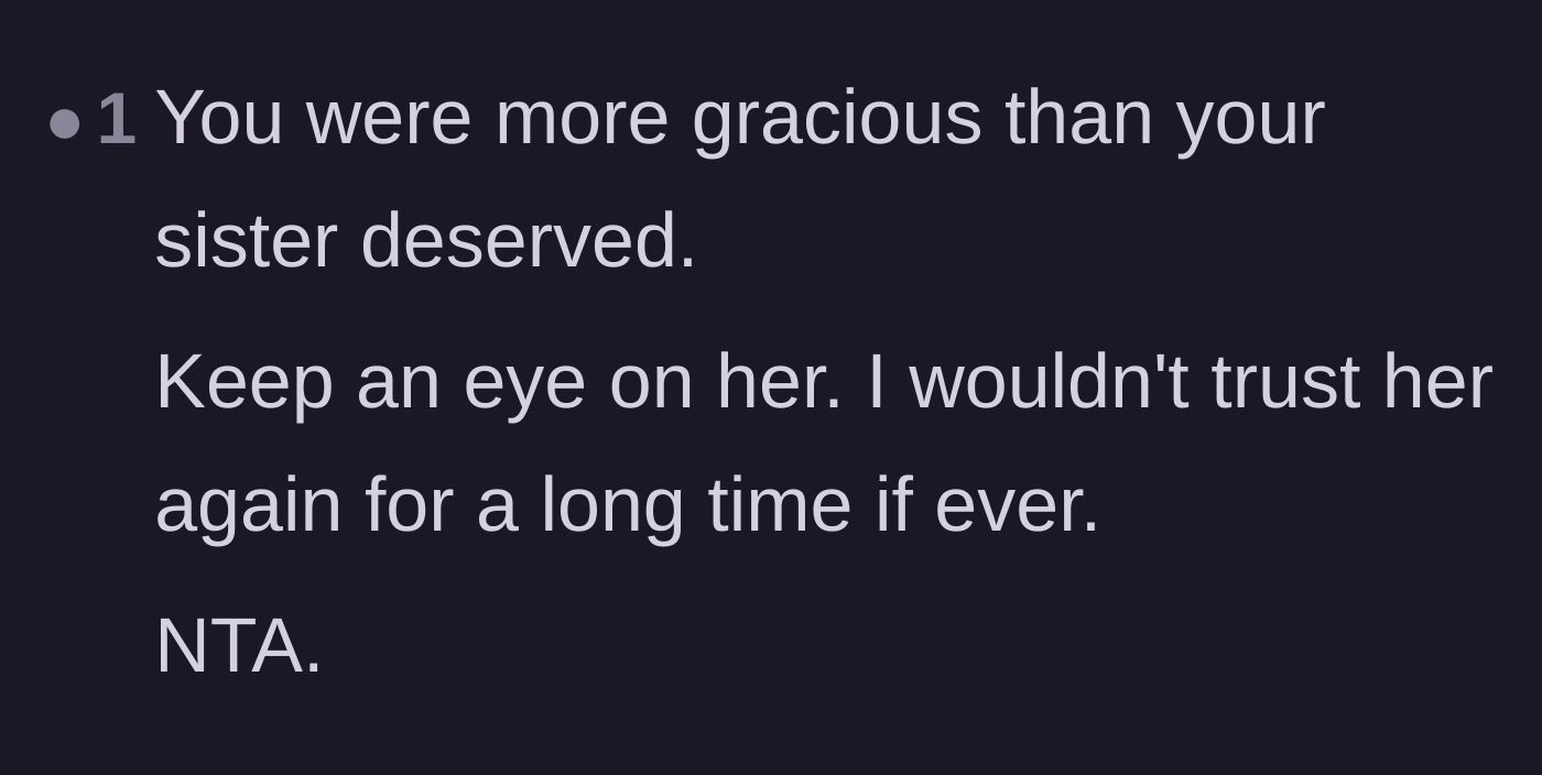 Comment thread 5 - A commenter praising the narrator's grace while warning her to guard her heart moving forward.