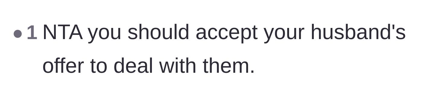 Comment thread 3 - Top advice urging the author to accept her husband's offer to intervene.