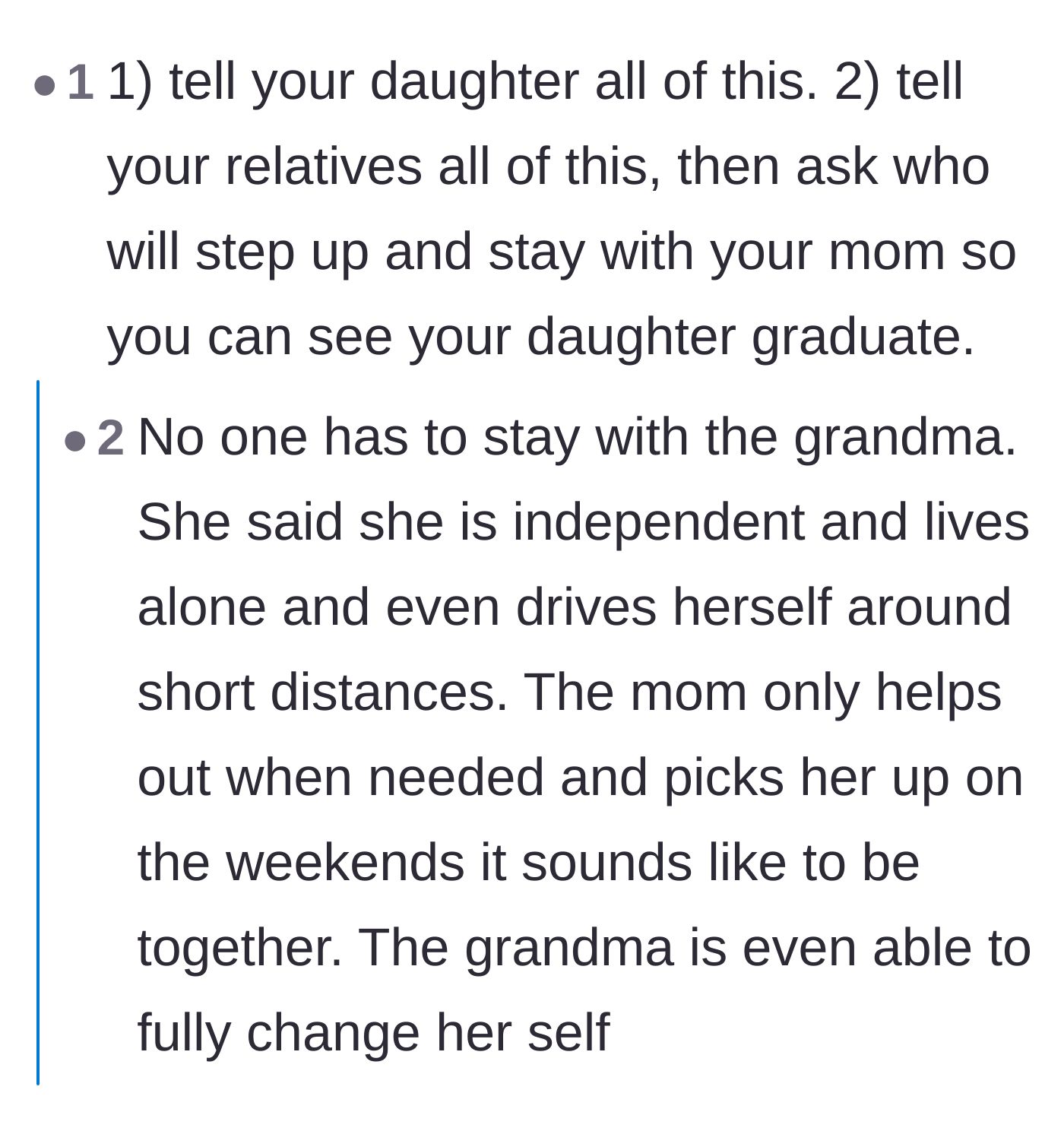 Comment thread 3 - Discussion about the grueling all-day itinerary the daughter planned and the logistical nightmare of managing bathroom accidents.