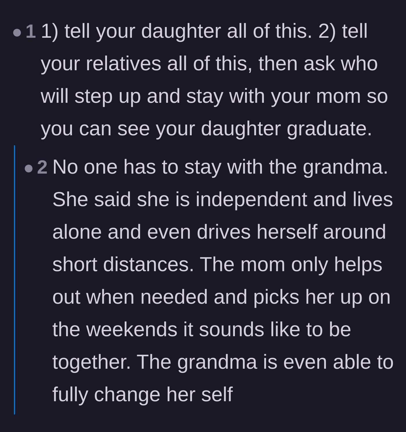 Comment thread 3 - Discussion about the grueling all-day itinerary the daughter planned and the logistical nightmare of managing bathroom accidents.