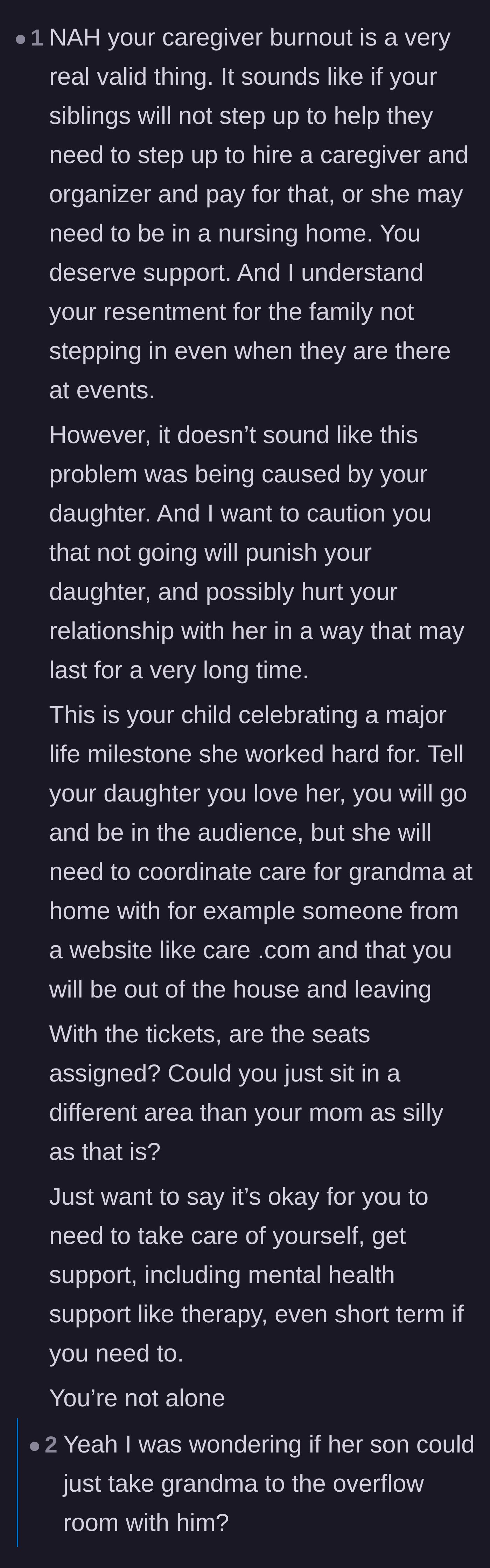 Comment thread 5 - A warning that skipping the graduation completely might permanently damage the mother-daughter relationship.