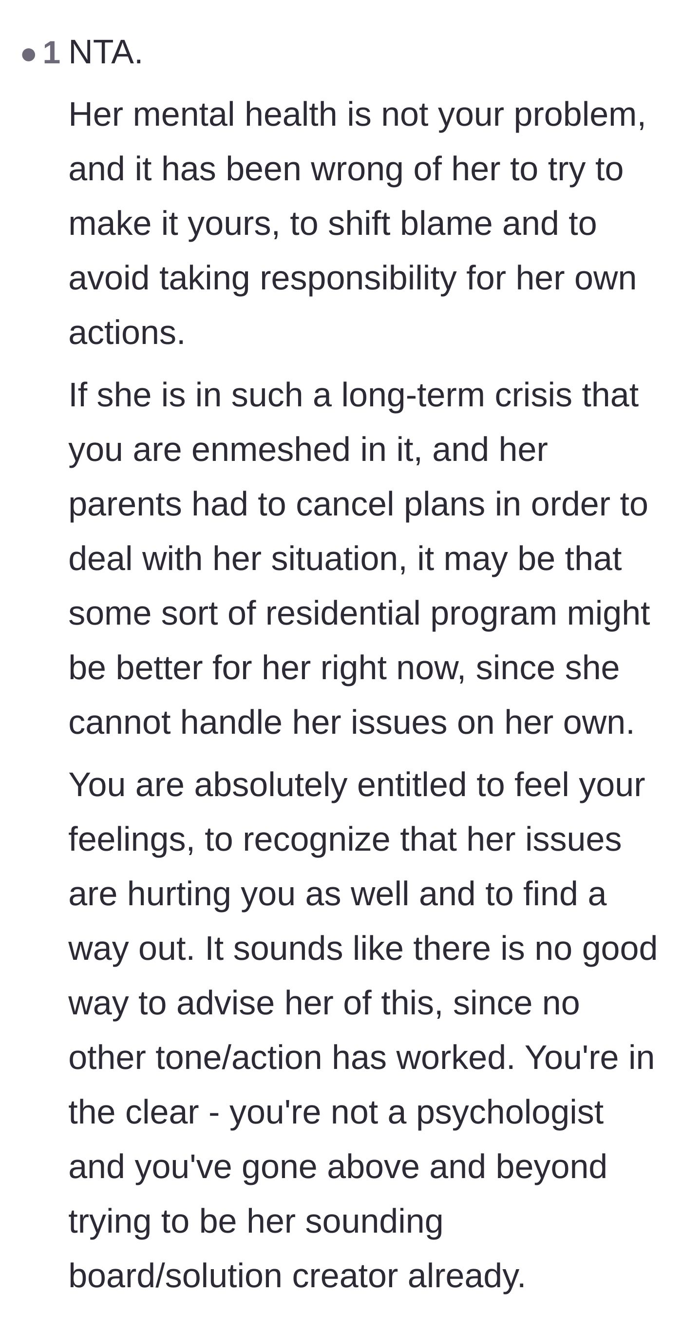Comment thread 5 - A thoughtful analysis suggesting the roommate's enmeshed crisis requires a residential care program.