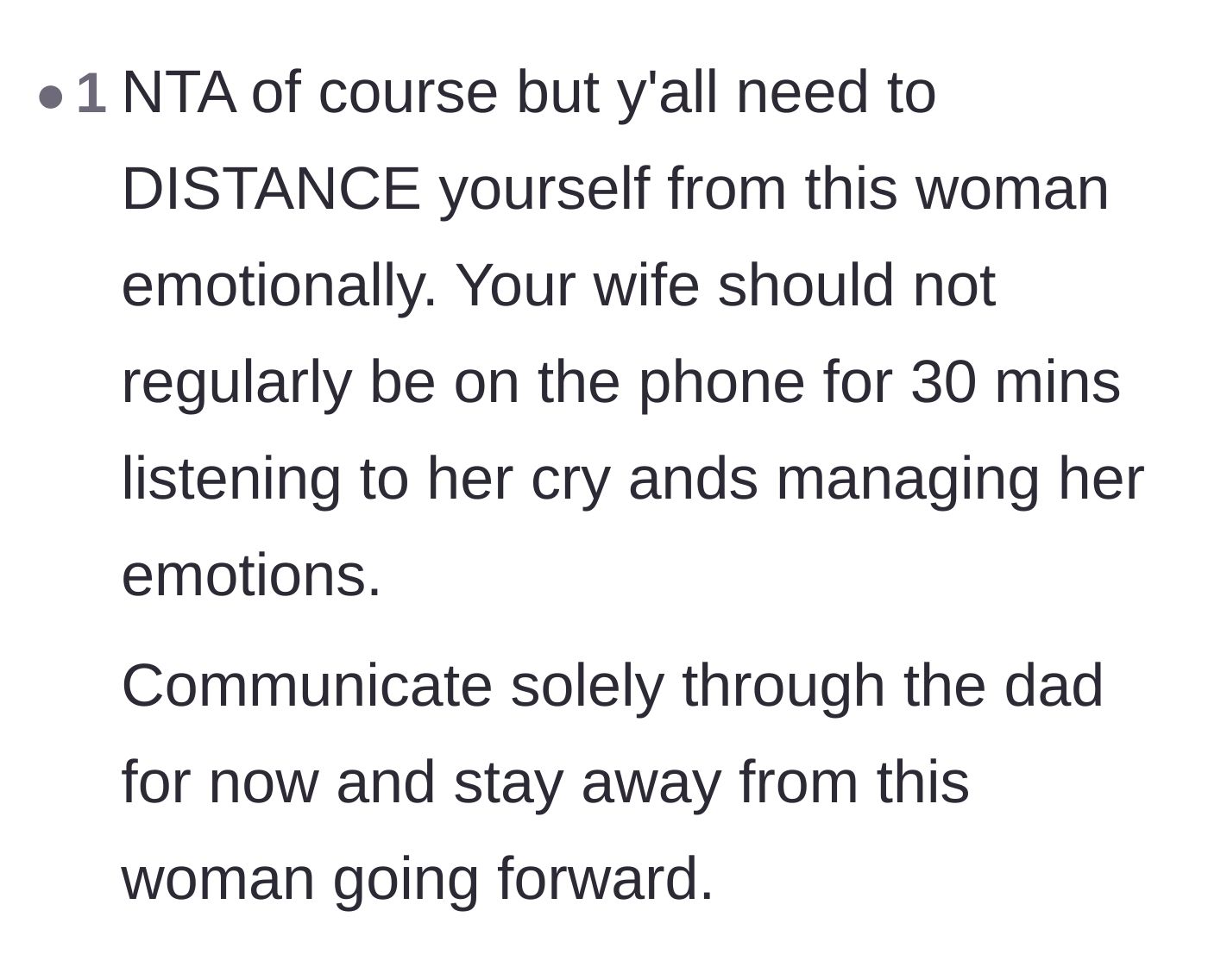 Comment thread 5 - Urging the narrator and his wife to set hard boundaries and stop emotionally managing the sister-in-law.