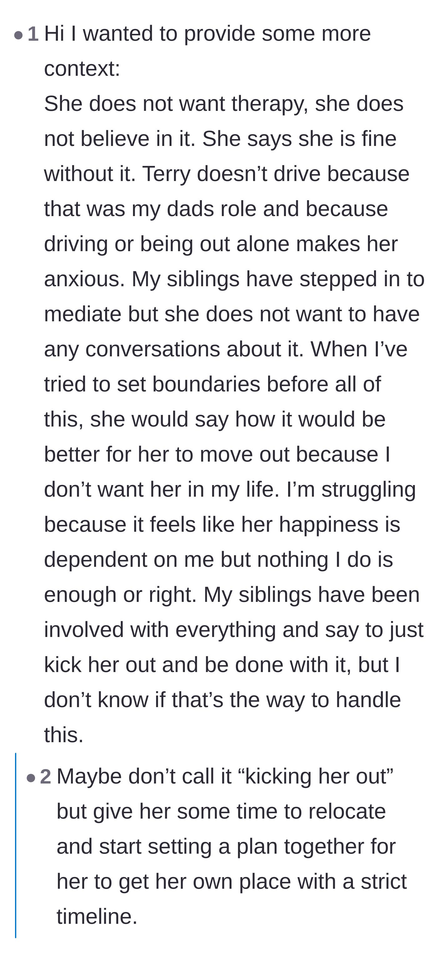 Comment thread 4 - The daughter provides more context about her mother's guilt-tripping tactics, and commenters call out the manipulation.