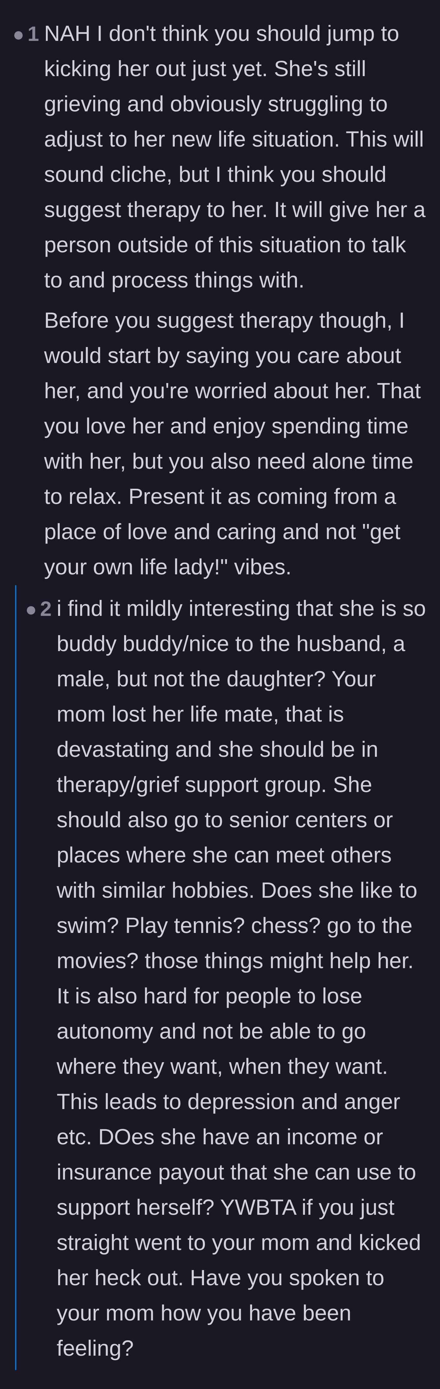 Comment thread 5 - Commenters dissecting the mother's blatant double standard of being sweet to the boyfriend but terrible to her daughter.