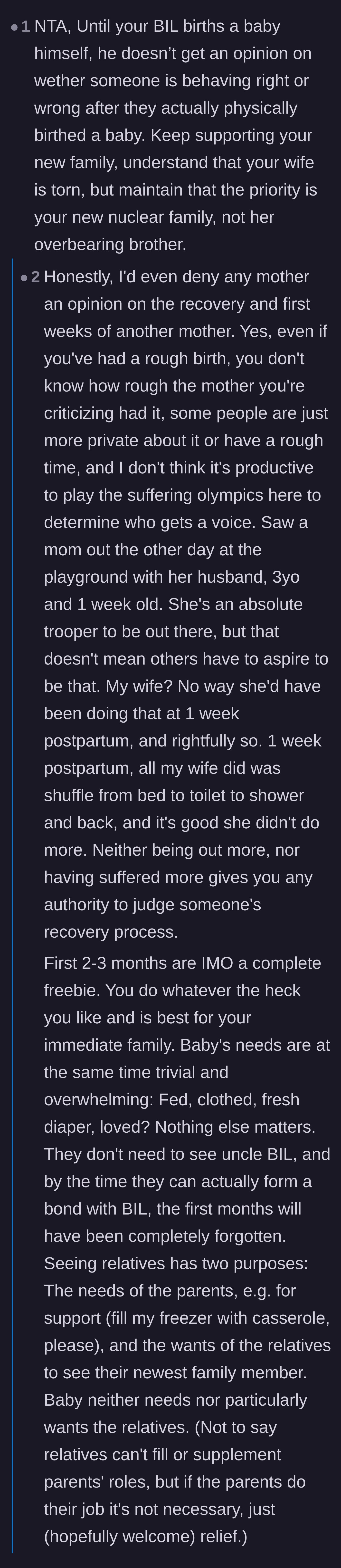 Comment thread 4 - A deep discussion on why no one, not even other mothers, has the right to judge a woman's unique postpartum recovery.