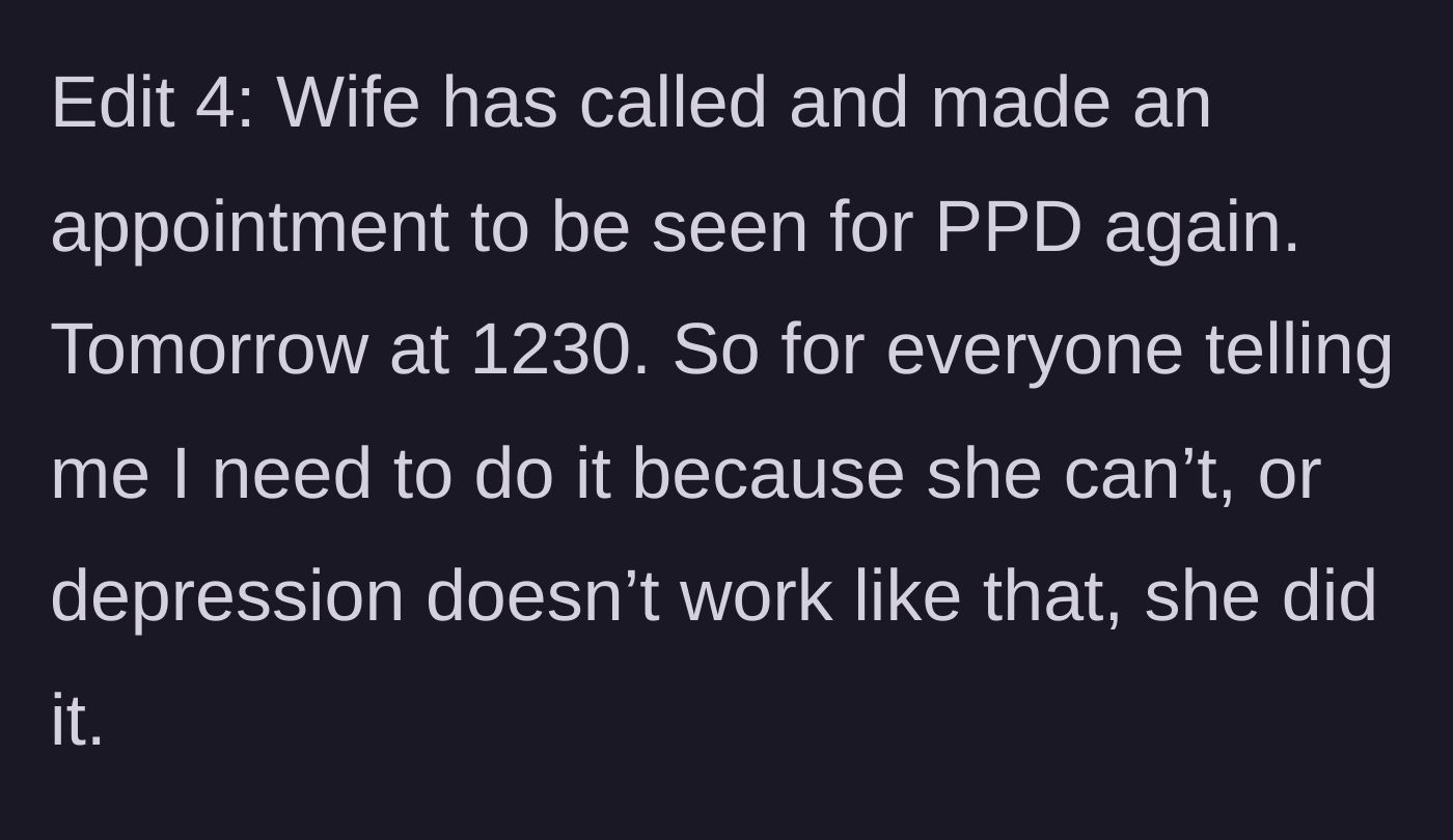 Story part 14 - Final edit sharing the wife finally called to make a new appointment for her PPD treatment.